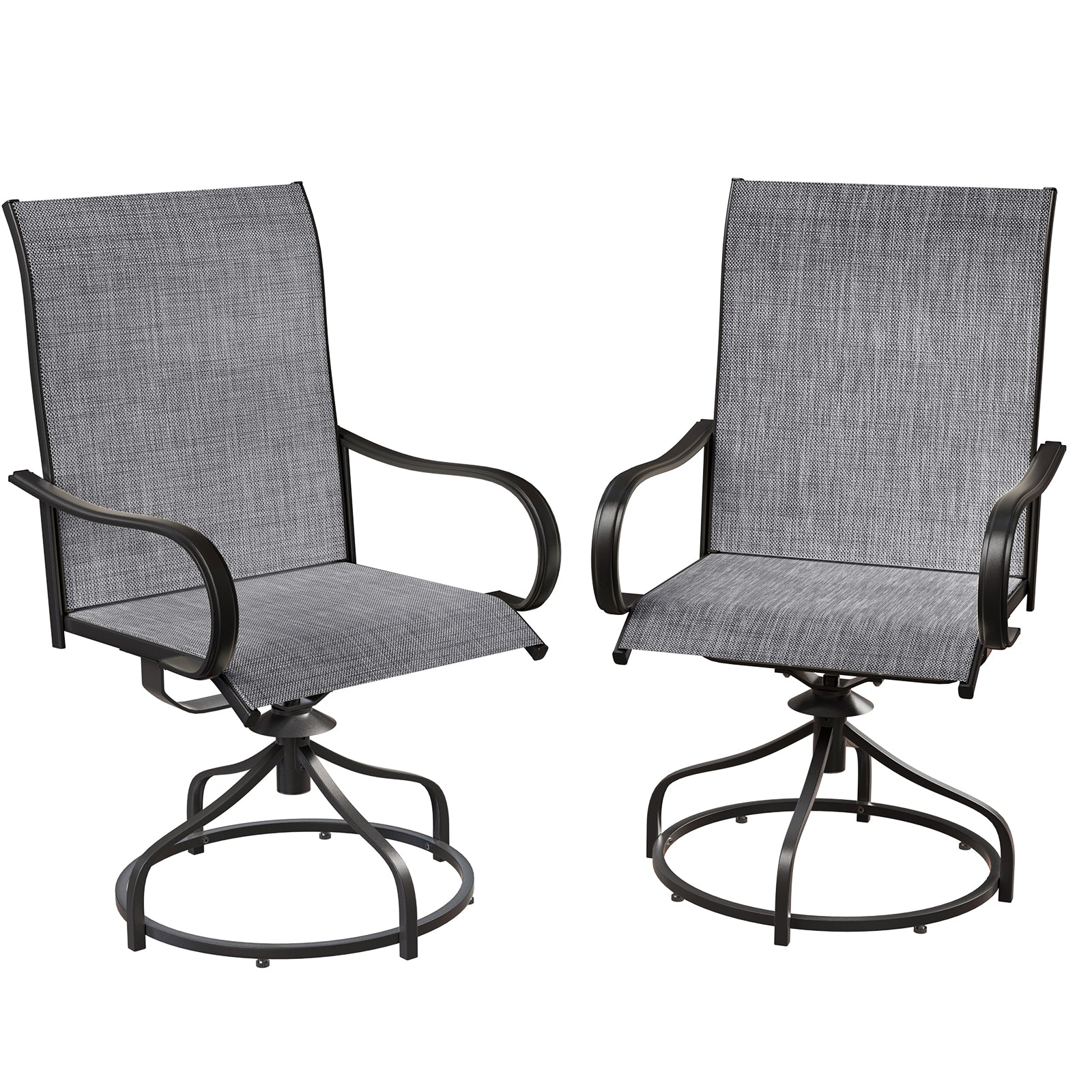 TLSUNNY Patio Furniture Set of 2/4, Outdoor 360° Swivel Dining Chairs W/ High Back, Armrest, All-Weather Textilene Furniture for Garden, 330LBS