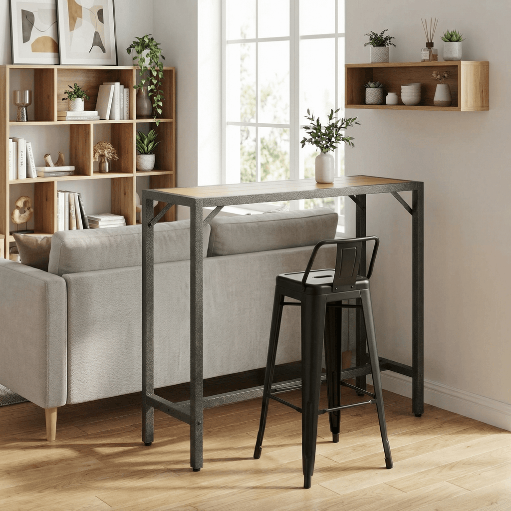 TLSUNNY Bar Table, 40"/47“/55“ Rectangular Pub Height Table, Sofa Console, Dining or Coffee Table for Narrow Spaces, Living Room, Sturdy Metal Frame, Easy Setup
