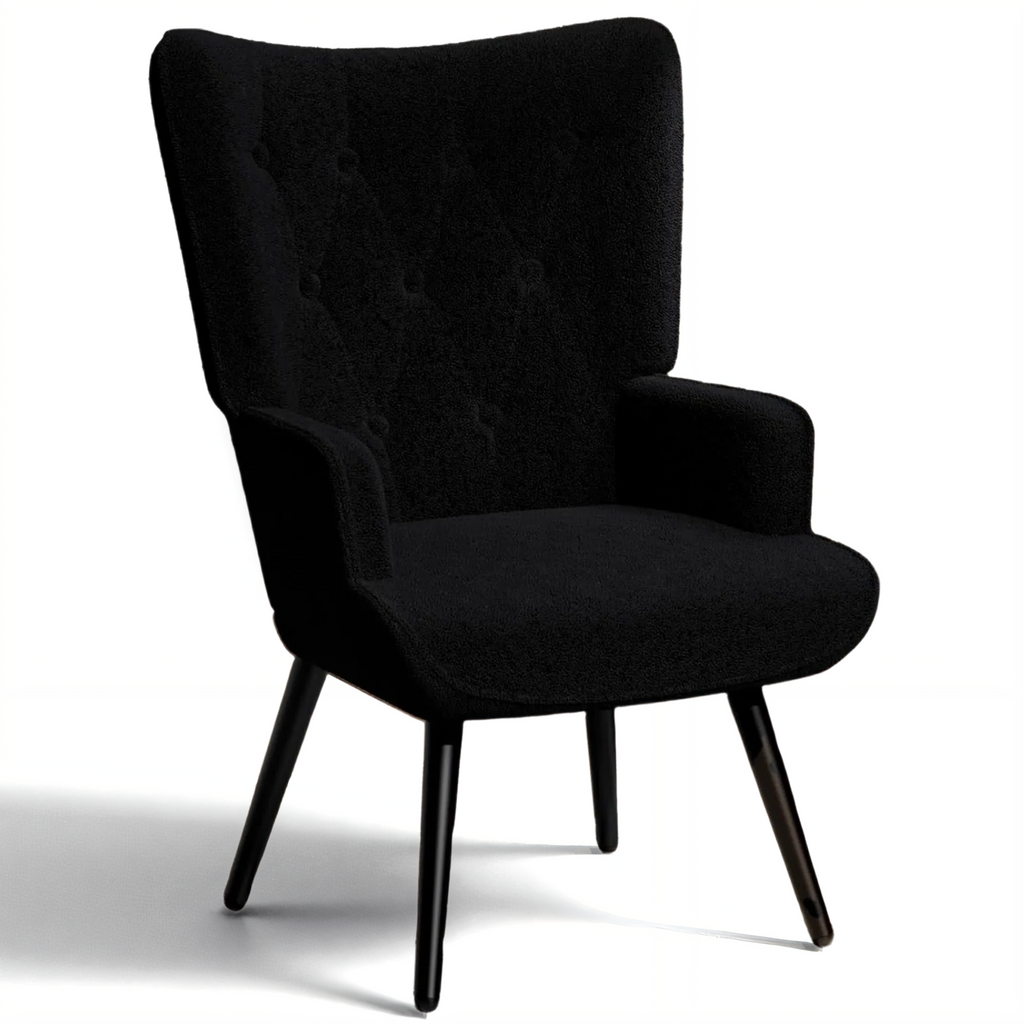 TLSUNNY Accent Chair, Comfy Upholstered Armchair with Metal Legs, High Backrest Living Room Chair, Wingback Chair Mid Century Modern for Living Room/Vanity/Bedroom
