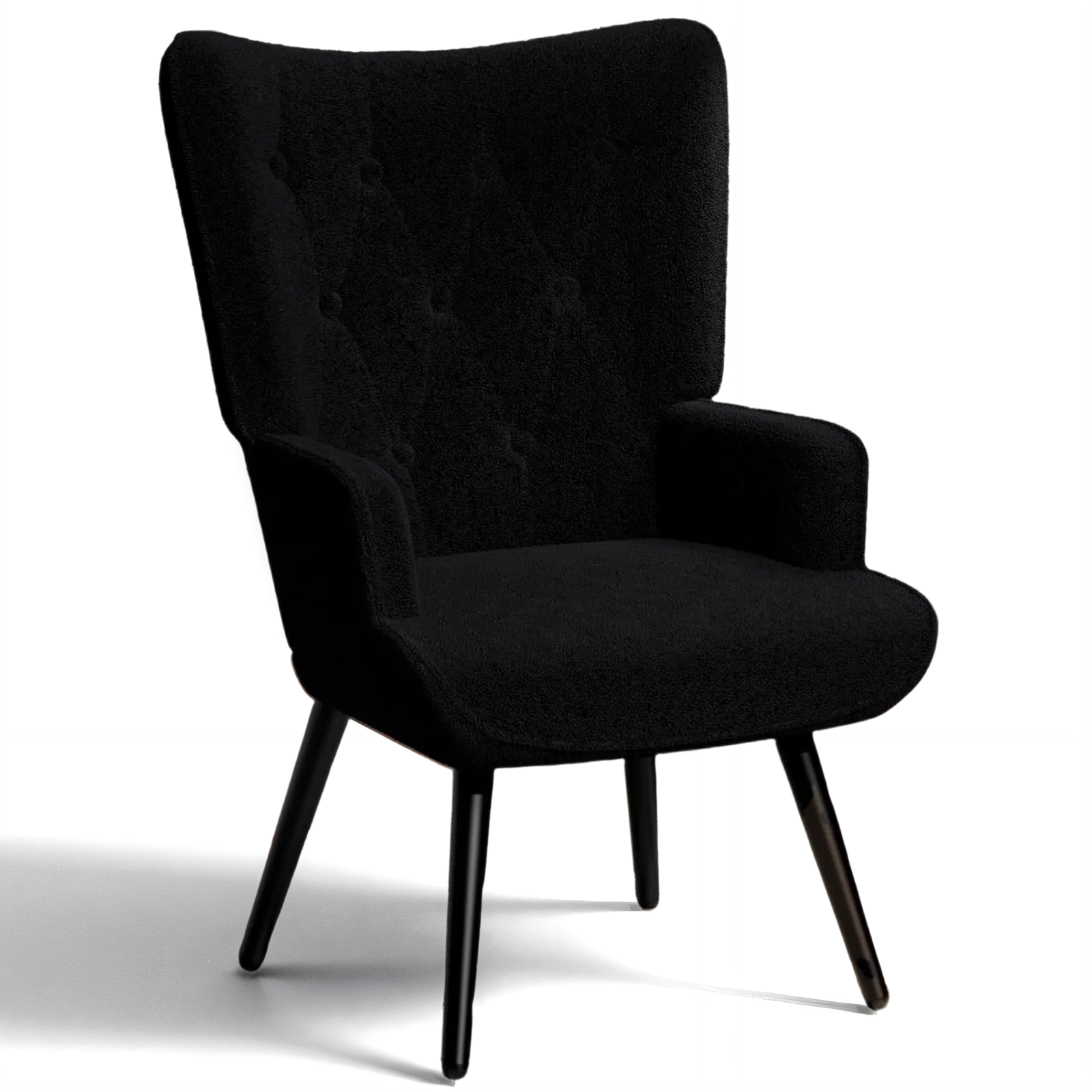 TLSUNNY Accent Chair, Comfy Upholstered Armchair with Metal Legs, High Backrest Living Room Chair, Wingback Chair Mid Century Modern for Living Room/Vanity/Bedroom