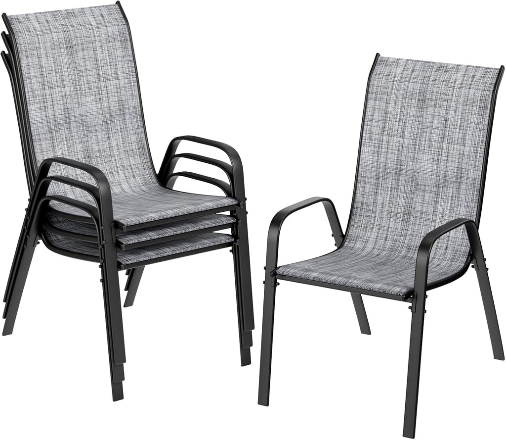 TLSUNNY Outdoor Patio Chairs Set of 4/6/8, Stackable & Heavy Duty for All-Weather Outdoor Dining Chairs, Backyard, Deck, Poolside, Restaurant Use