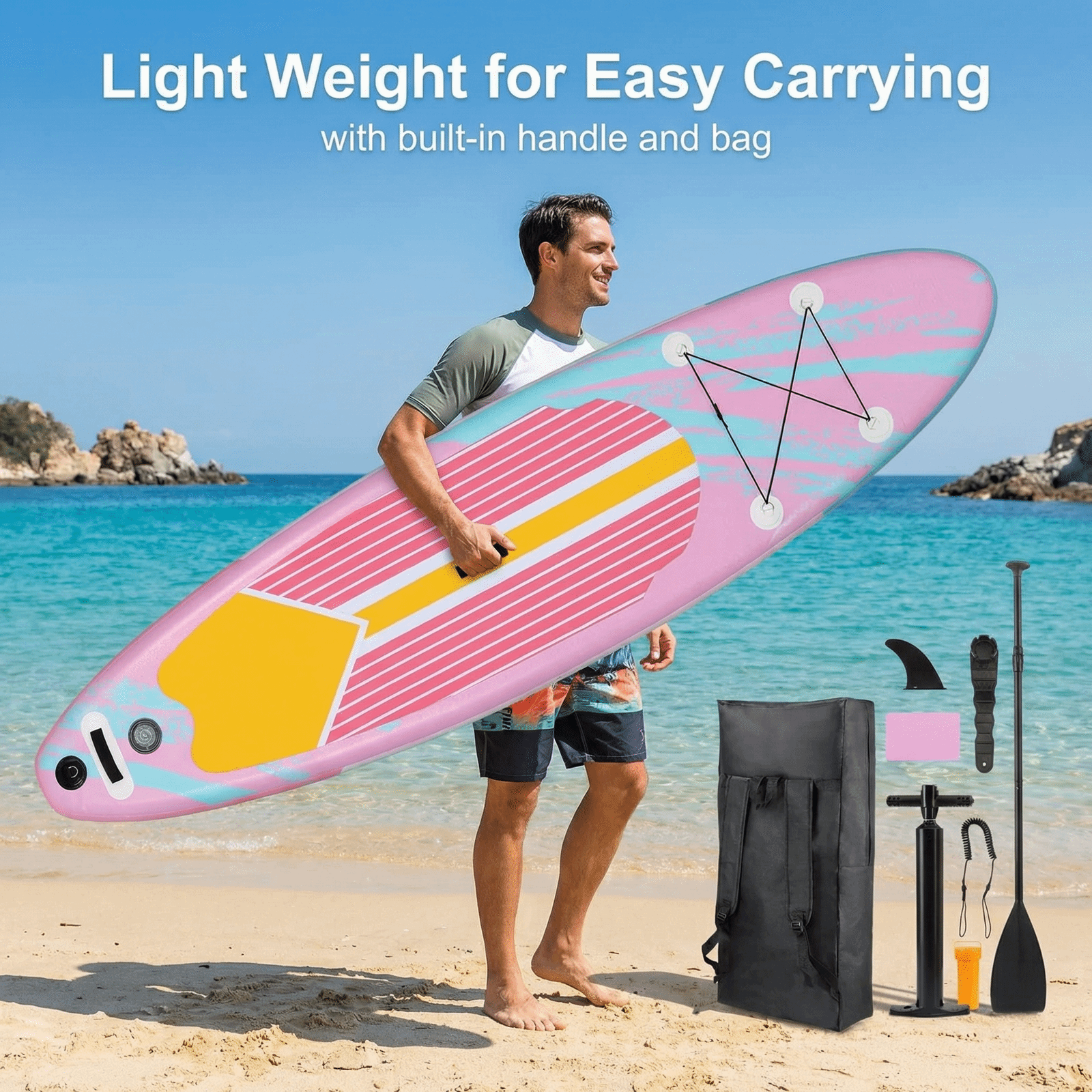 TLSUNNY Inflatable Stand Up Paddle Board, 10/11/12Ft Surfboard 6'' Thick SUP Paddle Board, with Carrying Bag, Hand Pump, Air Pump