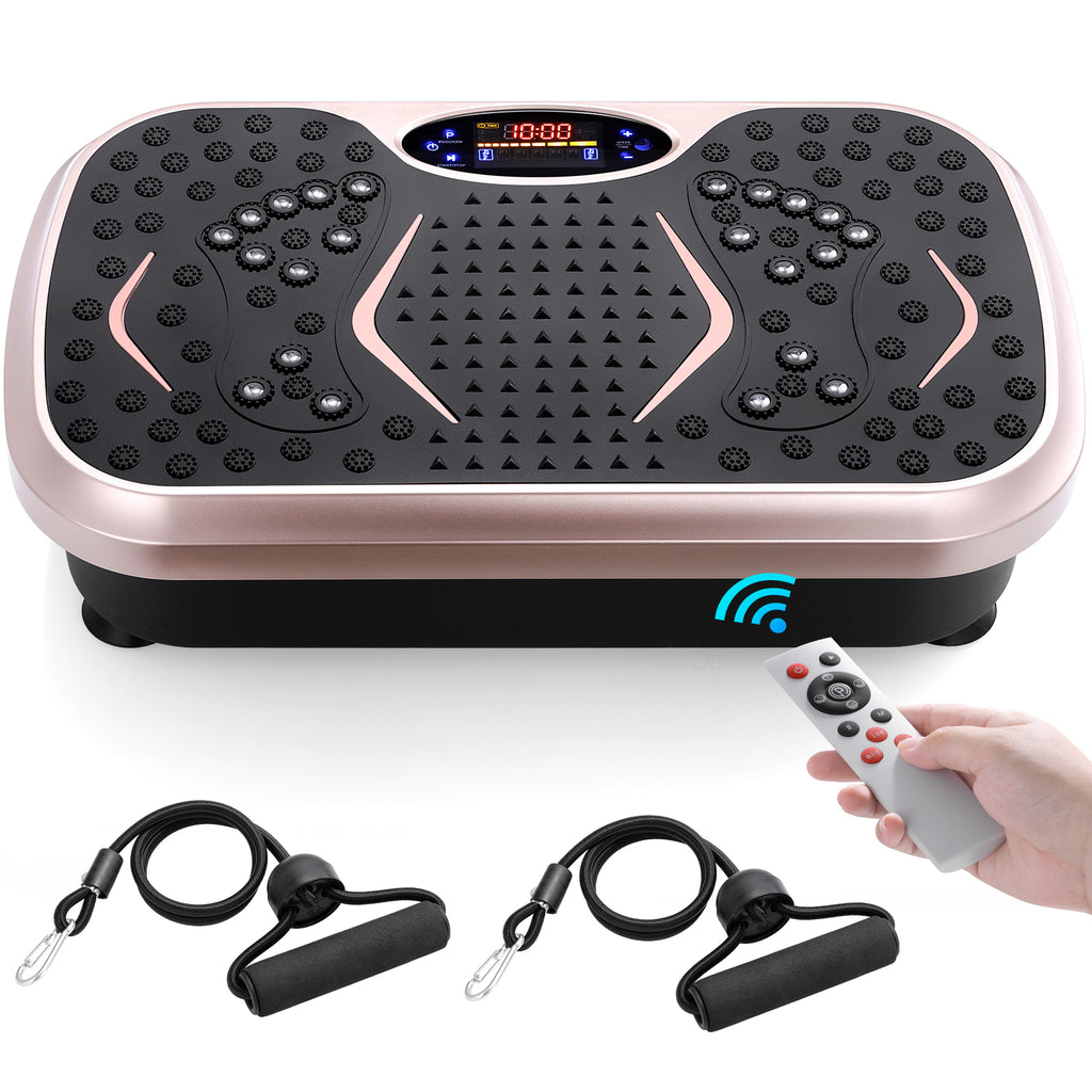 TLSUNNY 3D Vibration Plate Exercise Machine, Full Body Workout Machine with Remote & Resistance Bands for Home Use