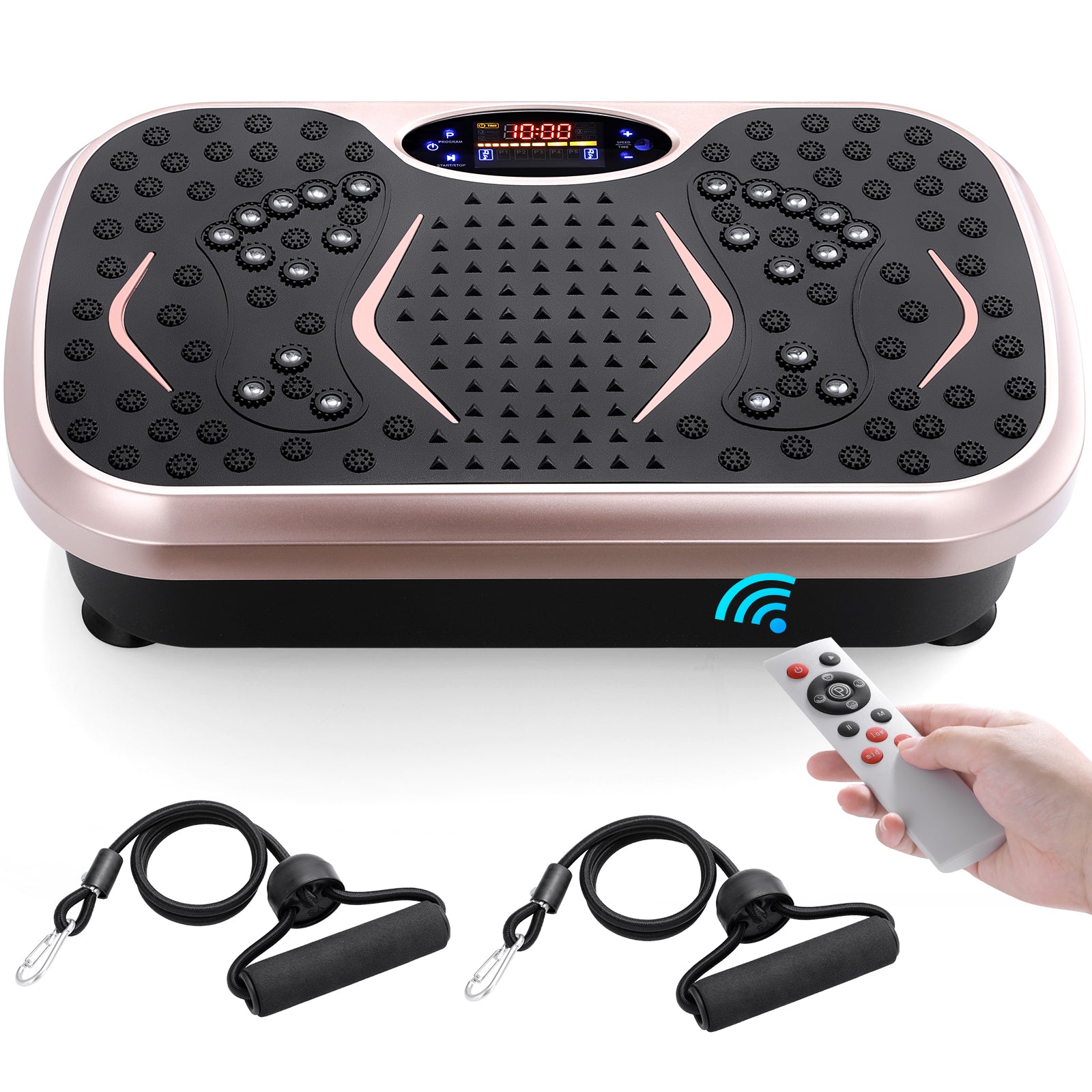 TLSUNNY 3D Vibration Plate Exercise Machine, Full Body Workout Machine with Remote & Resistance Bands for Home Use