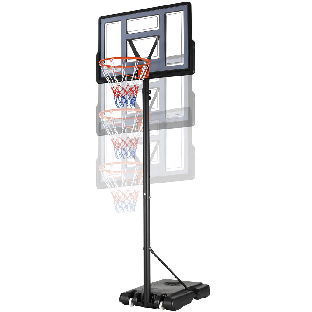 TLSUNNY 4.4-10ft Adjustable Height Portable Basketball Hoop Outdoor, Basketball Goal System w/44in Shatterproof Backboard, 2 Wheels for Kids/Teens/Adults