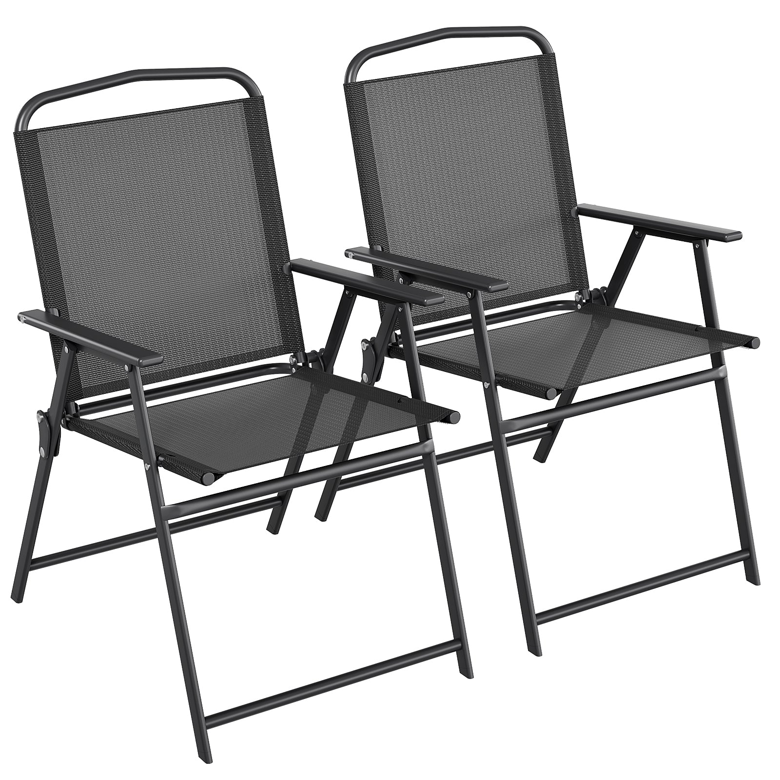 TLSUNNY Folding Patio Chair Set, Portable Dining Chairs with Armrest, Outdoor Foldable Chairs, Brown