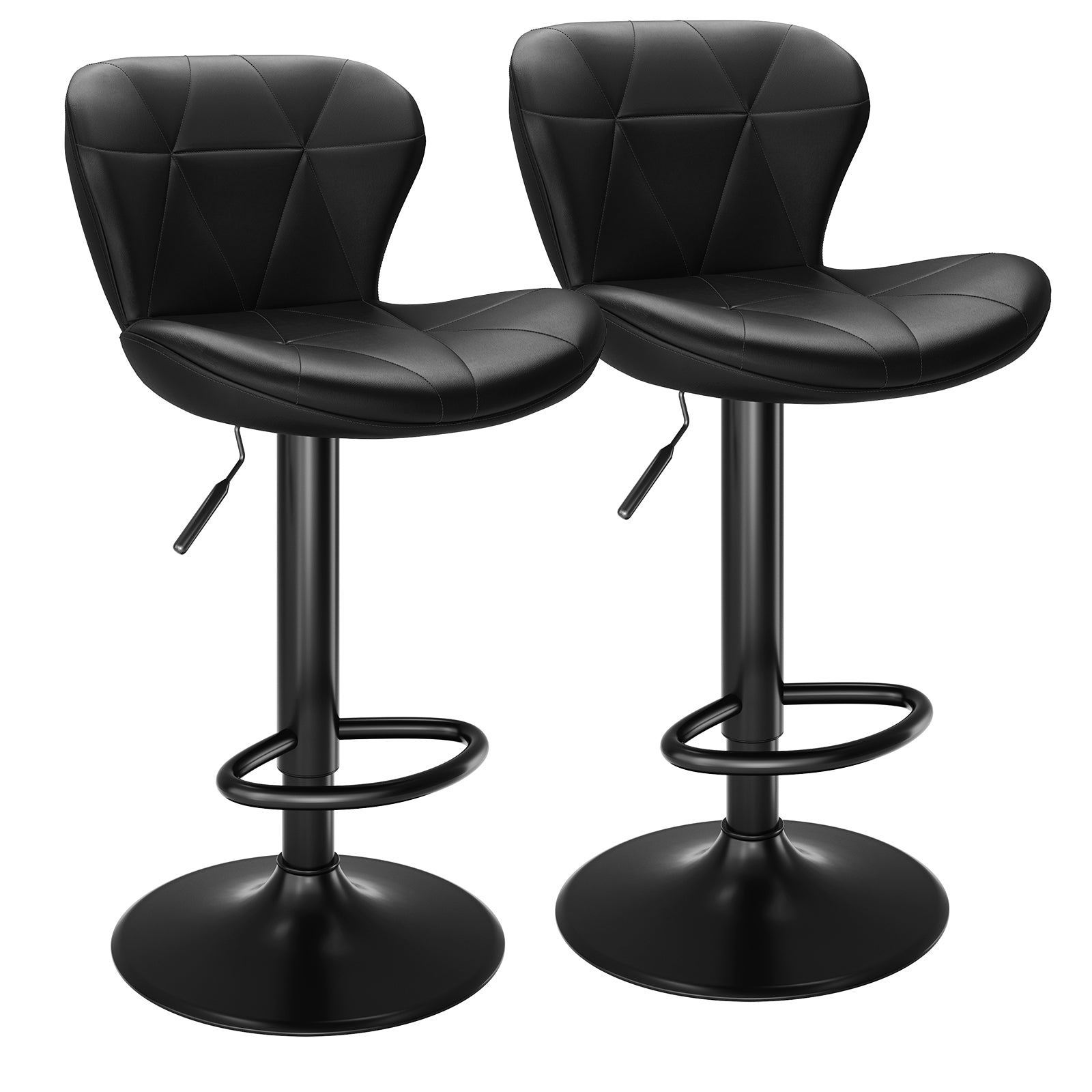 TLSUNNY Modern Upholstered Barstools Set of 2/4, Adjustable Height Counter Stools, PU Leather Swivel Barstools with Metal Frame, for Dining/Cafes