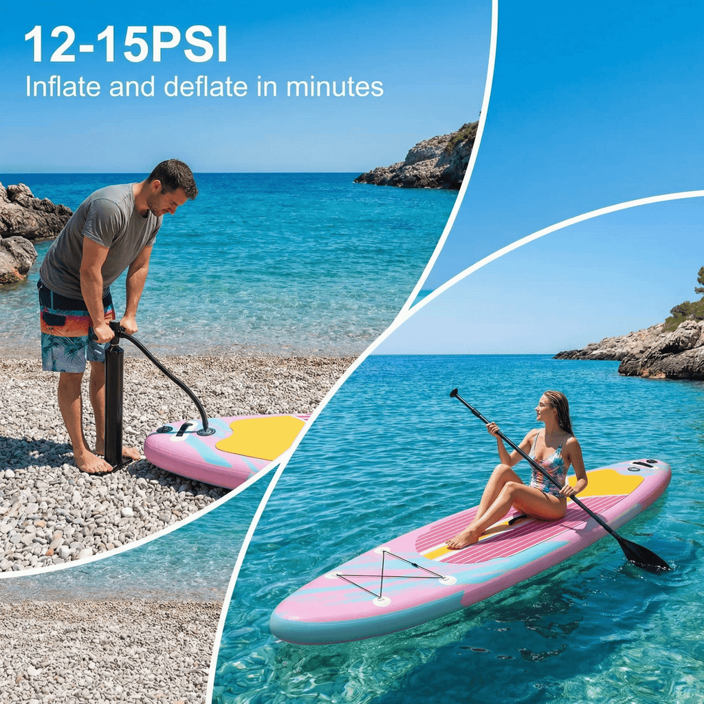 TLSUNNY Inflatable Stand Up Paddle Board, 10/11/12Ft Surfboard 6'' Thick SUP Paddle Board, with Carrying Bag, Hand Pump, Air Pump