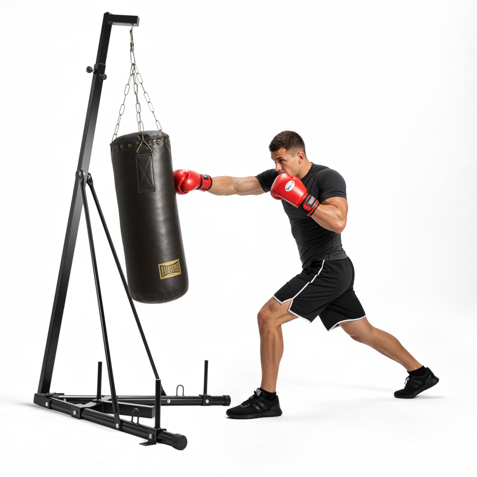 TLSUNNY 150 LBS Height Adjustable Punching Bag Stand, Heavy Duty Free Standing Boxing Bag Stand with Weighted Base, for Home Gym & Fitness Training