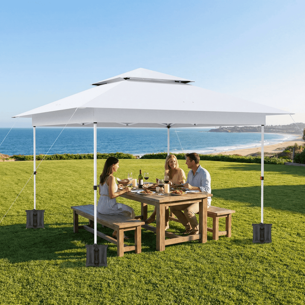 TLSUNNY 12x12 ft Pop-up Canopy Tent, Outdoor Commercial Height Adjustable Canopy, 144 sq.ft Sun Shade, Patio Gazebo for Backyard Events