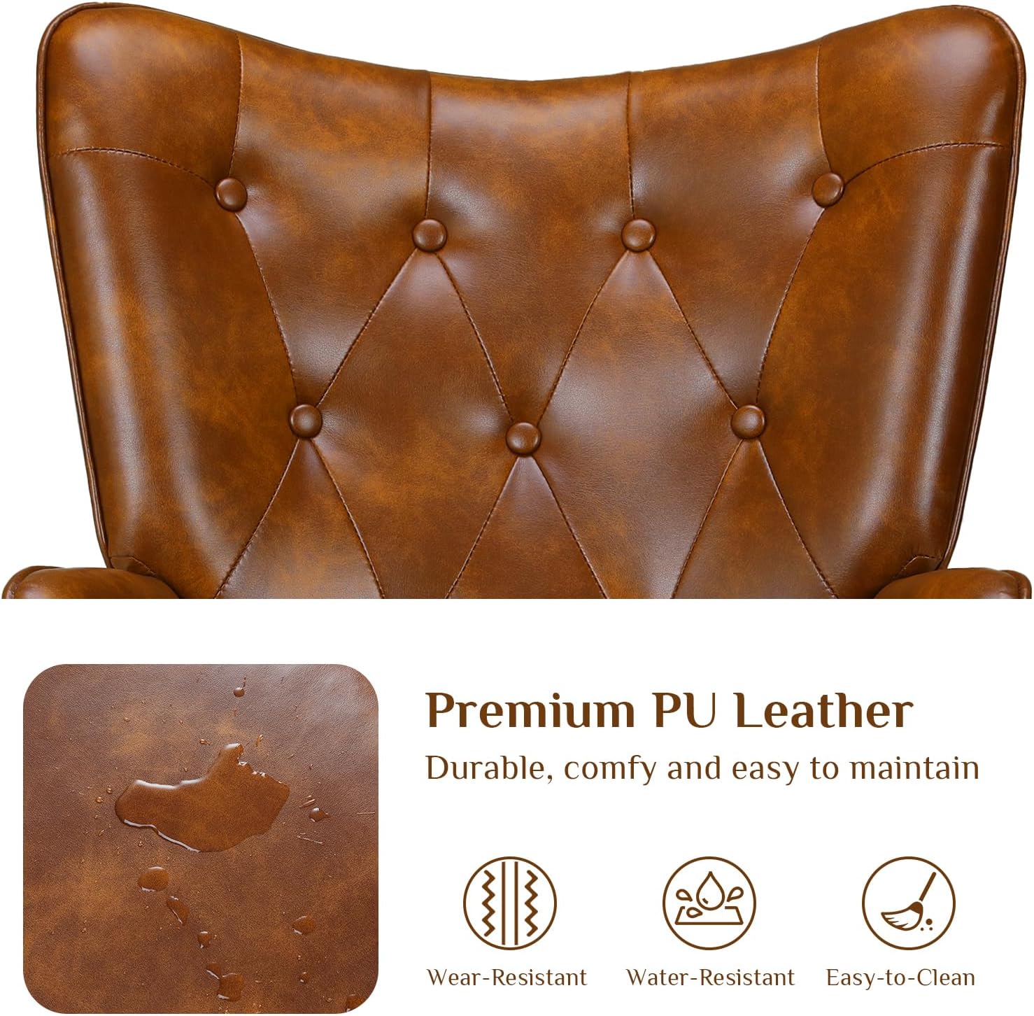 TLSUNNY Accent Chair, Comfy Upholstered Armchair with Metal Legs, High Backrest Living Room Chair, Wingback Chair Mid Century Modern for Living Room/Vanity/Bedroom