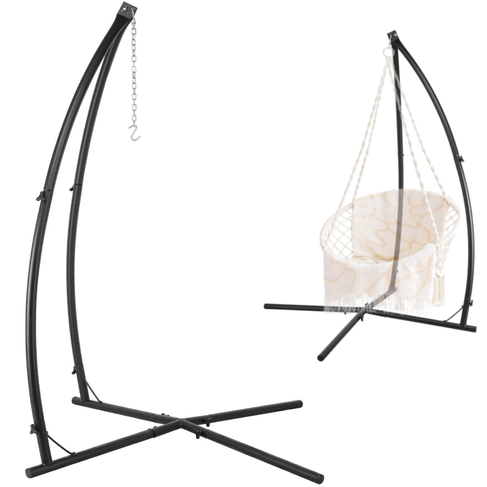 TLSUNNY Hammock Chair Stand, Heavy Duty X-Base Steel Stand, 330 LBS Capacity for Hanging Chair, Tree Tent, Lounger, Patio, Deck, Yard