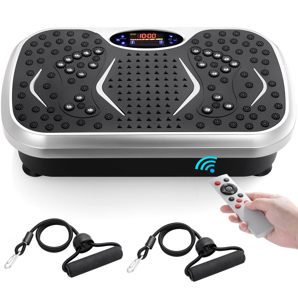 TLSUNNY 3D Vibration Plate Exercise Machine, Full Body Workout Machine with Remote & Resistance Bands for Home Use