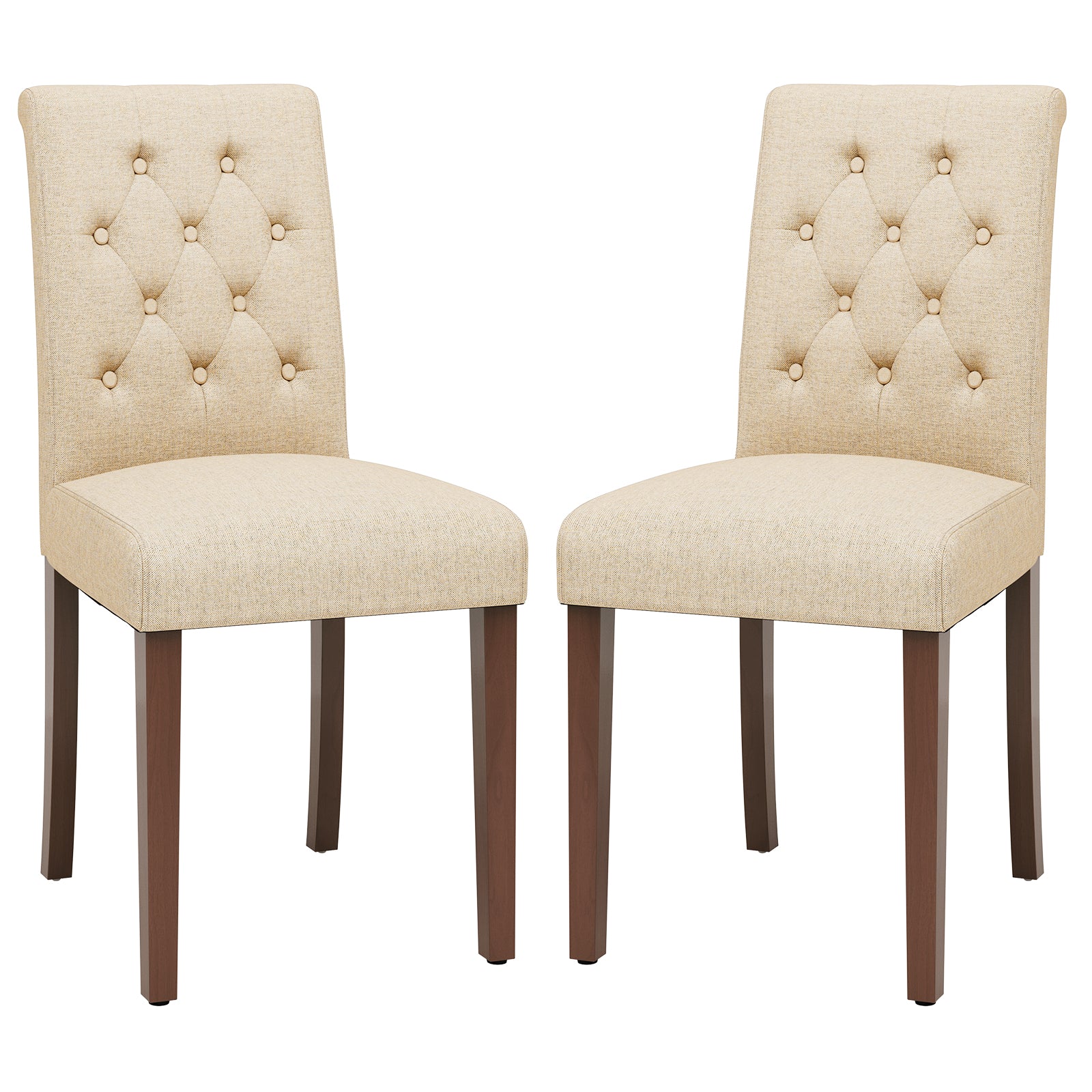 TLSUNNY Upholstered Dining Chairs Set of 2/4, Tufted Parsons Fabric Side Chairs with Solid Wood Legs, for Dining Room, Kitchen