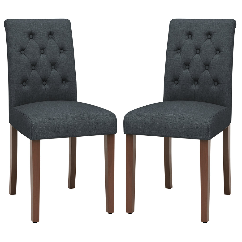 TLSUNNY Upholstered Dining Chairs Set of 2/4, Tufted Parsons Fabric Side Chairs with Solid Wood Legs, for Dining Room, Kitchen
