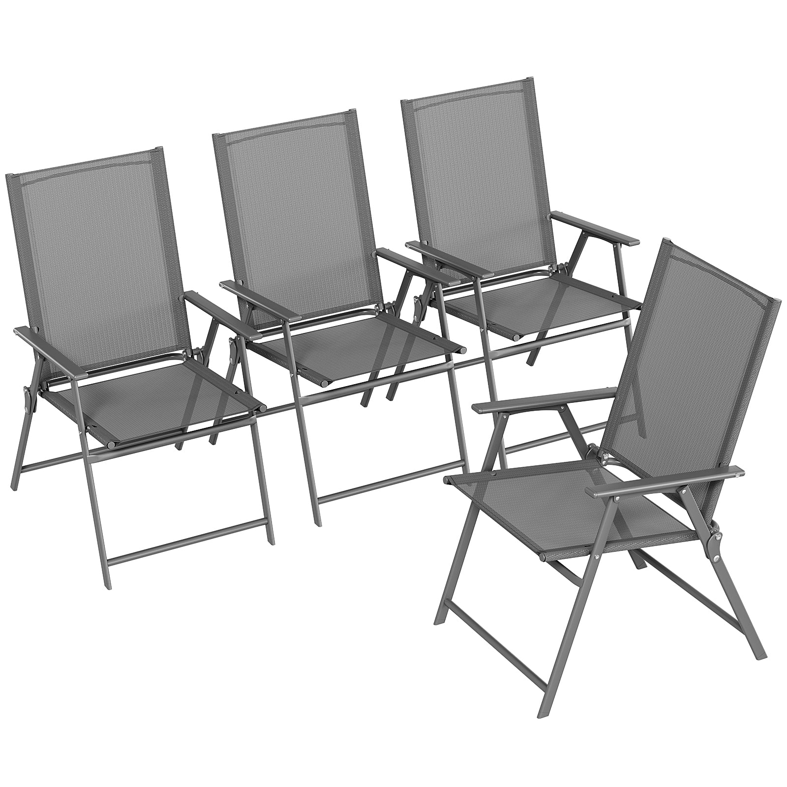 TLSUNNY Folding Patio Chair Set, Portable Dining Chairs with Armrest, Outdoor Foldable Chairs, Brown
