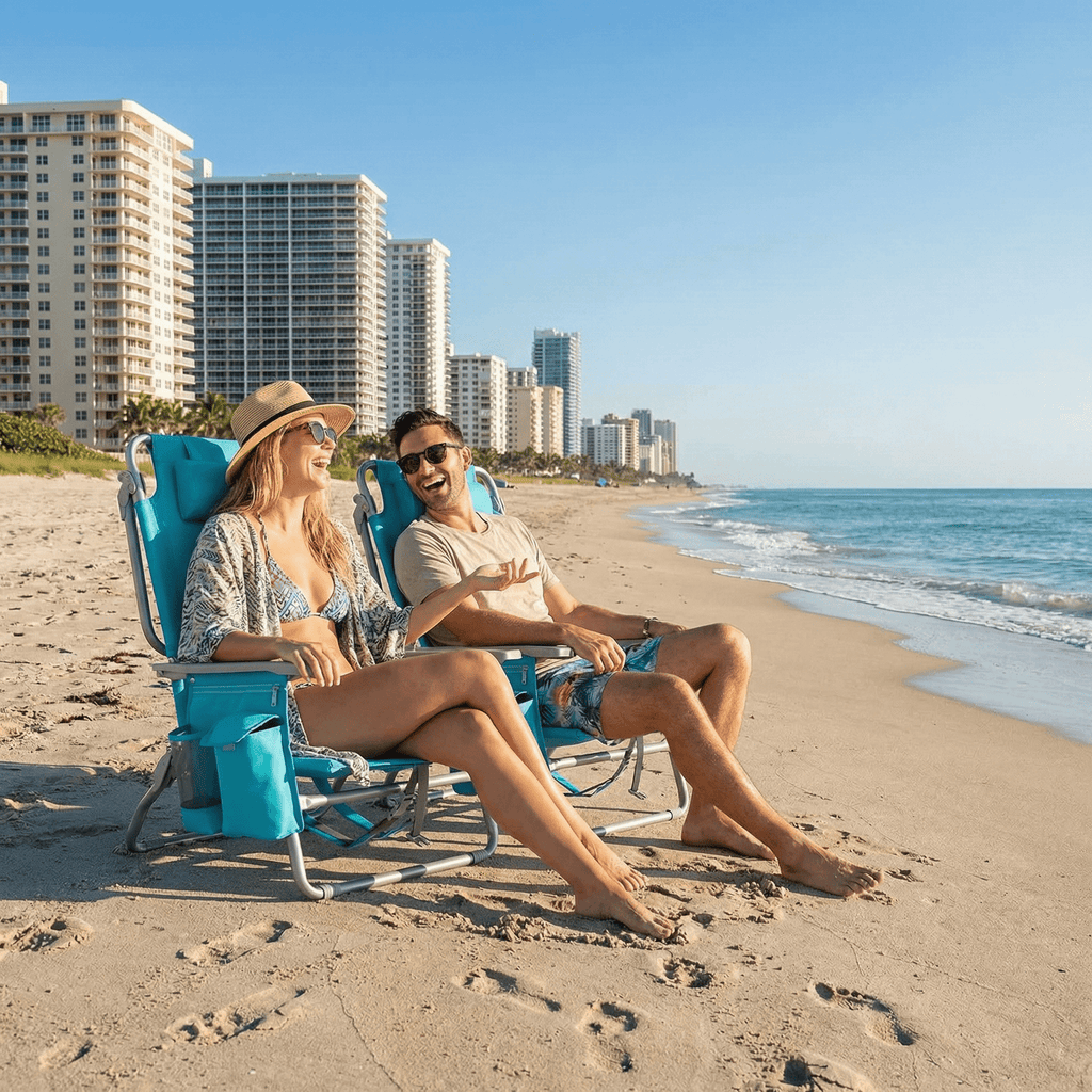 TLSUNNY Backpack Beach Chair Set of 1/2, Outdoor 5-Level Adjustable Folding Chair, w/ Cup Holder, Headrest, Storage Bag, Cooler Pouch, for Camping