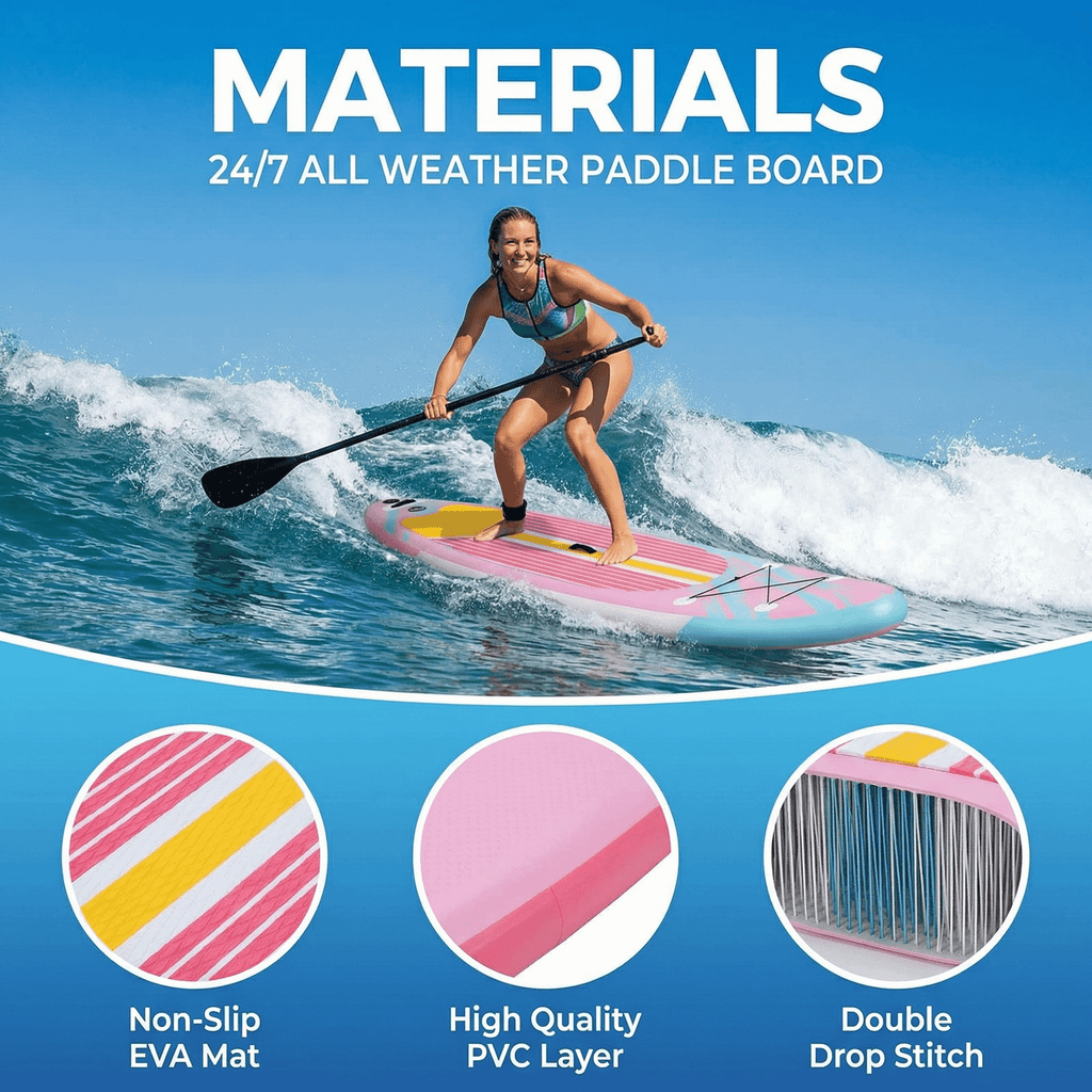TLSUNNY Inflatable Stand Up Paddle Board, 10/11/12Ft Surfboard 6'' Thick SUP Paddle Board, with Carrying Bag, Hand Pump, Air Pump