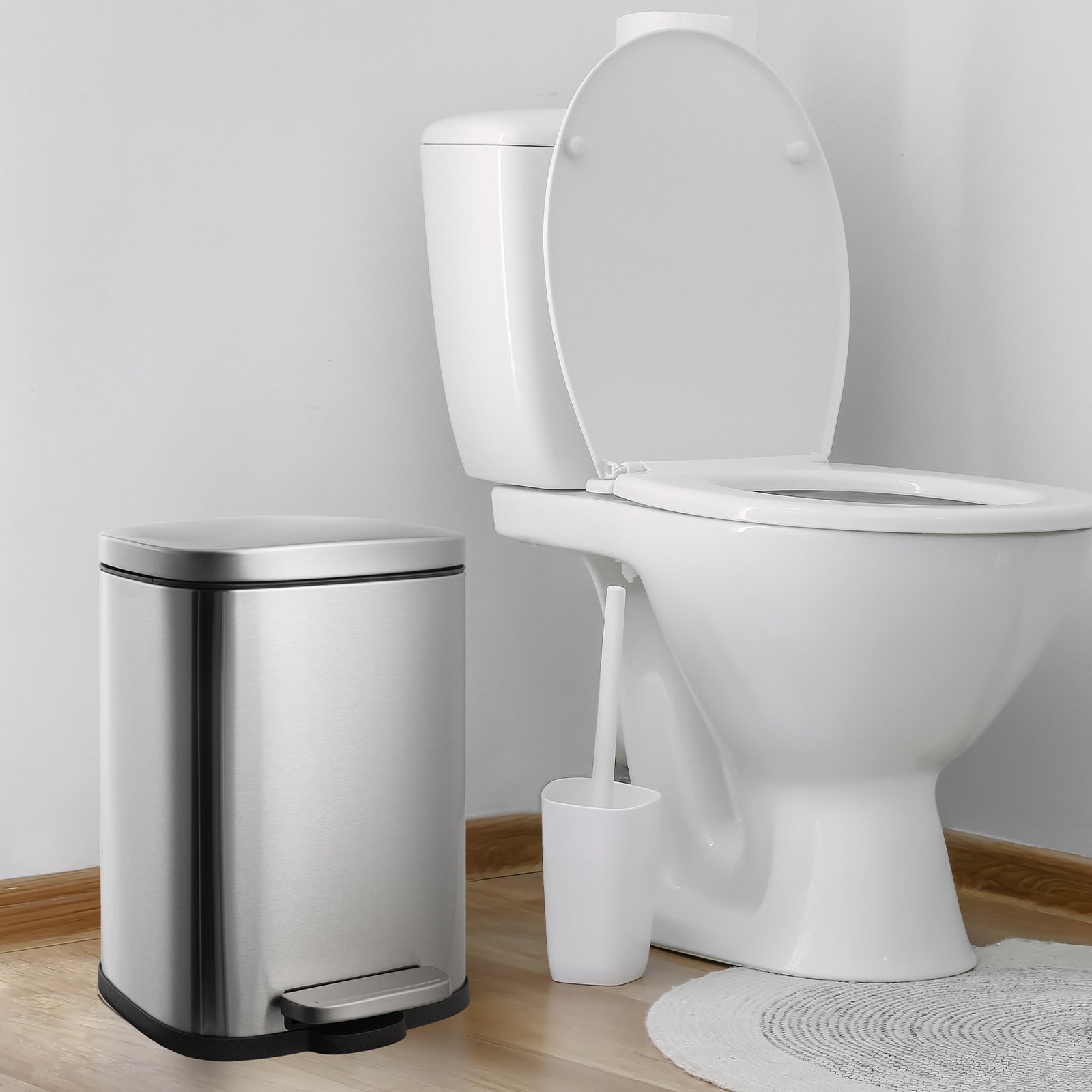 TLSUNNY 13.2 + 1.3 Gallon Kitchen Trash Can Combo, Stainless Steel Step Trash Can Set with Soft-Close Lid & Inner Bucket, for Home / Office