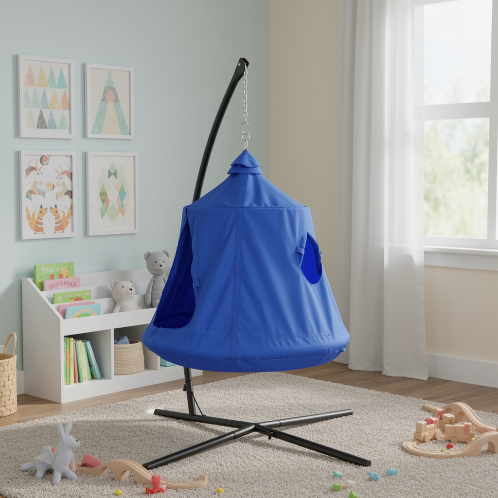 TLSUNNY Hanging Tree Tent Combo with Steel Stand & Adjustable Hammock Chair, for Balcony, Porch