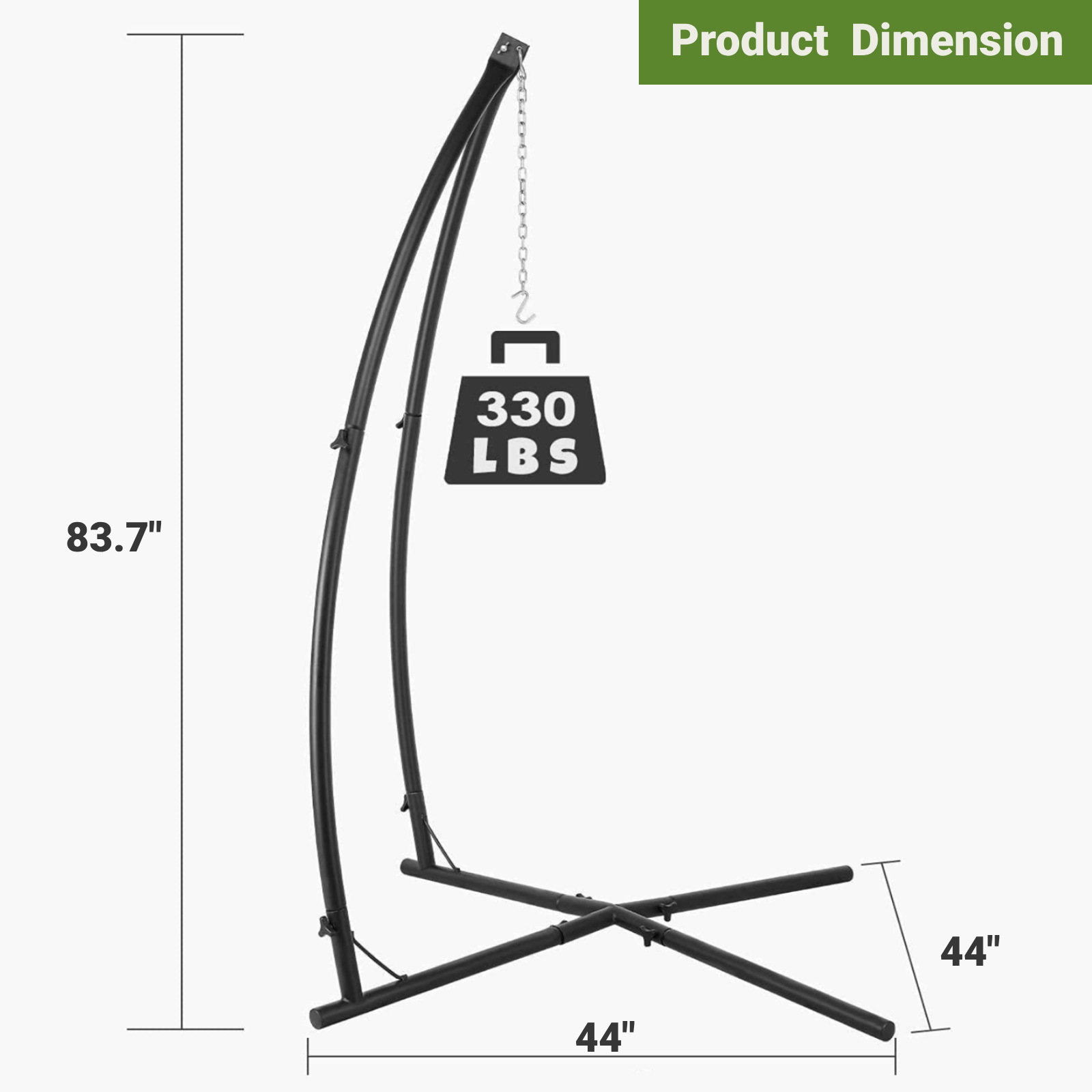 TLSUNNY Hammock Chair Stand, Heavy Duty X-Base Steel Stand, 330 LBS Capacity for Hanging Chair, Tree Tent, Lounger, Patio, Deck, Yard