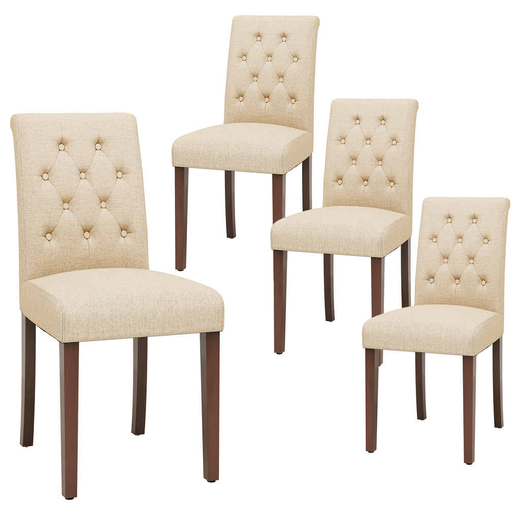 TLSUNNY Upholstered Dining Chairs Set of 2/4, Tufted Parsons Fabric Side Chairs with Solid Wood Legs, for Dining Room, Kitchen