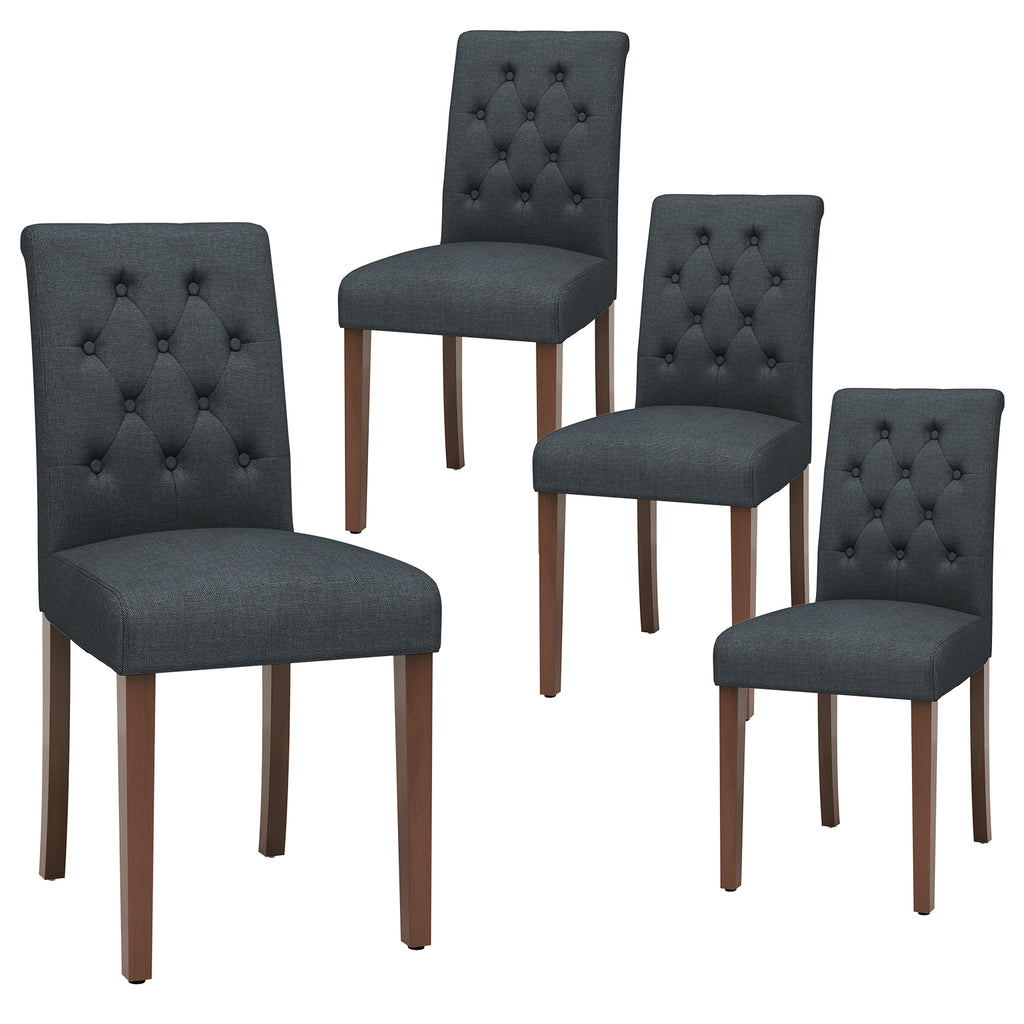 TLSUNNY Upholstered Dining Chairs Set of 2/4, Tufted Parsons Fabric Side Chairs with Solid Wood Legs, for Dining Room, Kitchen