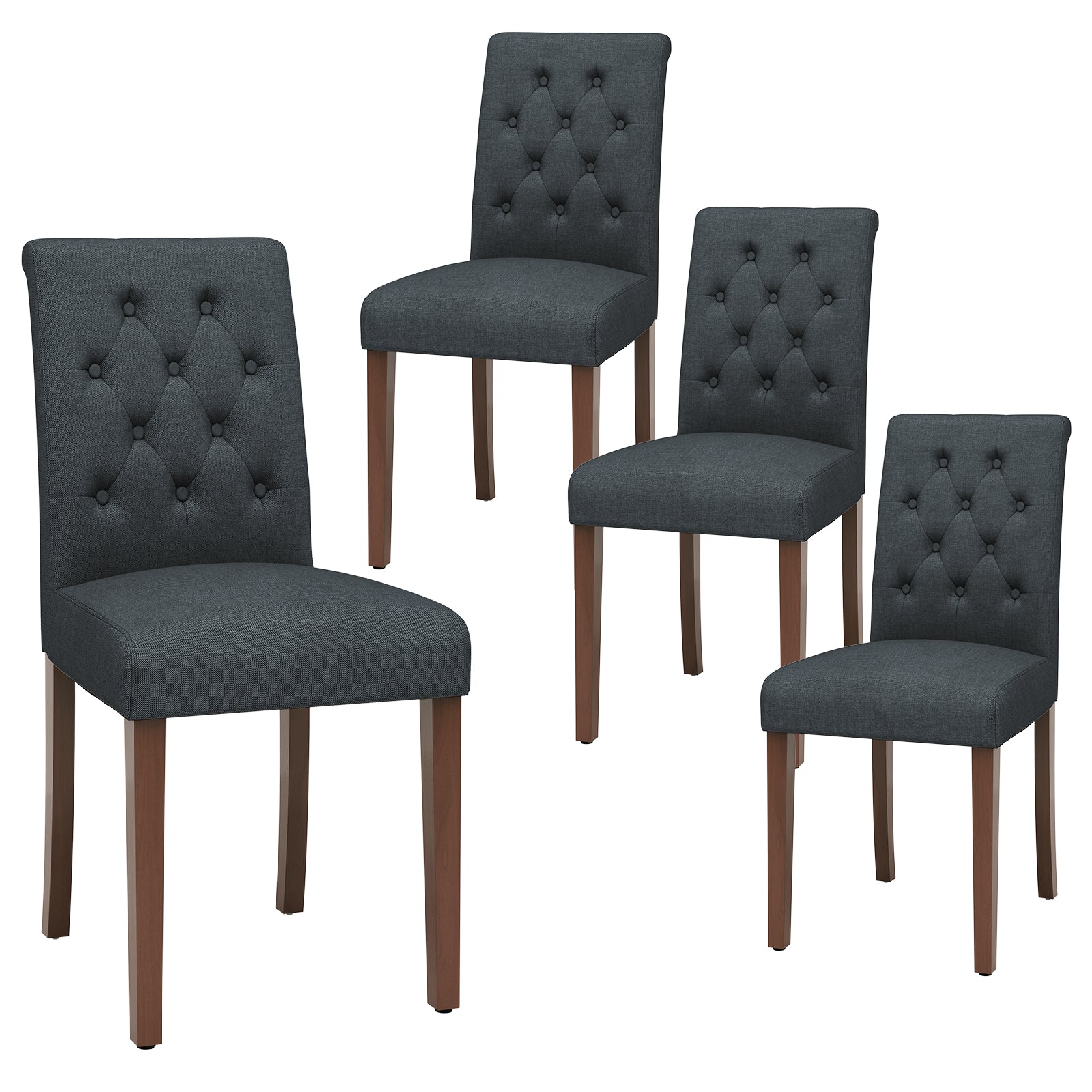 TLSUNNY Upholstered Dining Chairs Set of 2/4, Tufted Parsons Fabric Side Chairs with Solid Wood Legs, for Dining Room, Kitchen