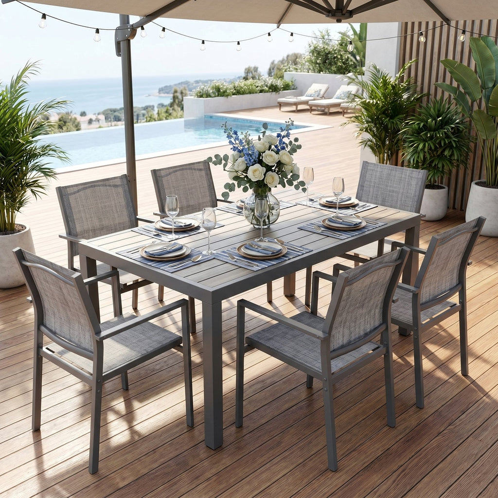 TLSUNNY Patio Dining Chairs Set of 4/6, w/ Metal Frame & Armrest, Outdoor Stackable Dining Furniture, All Weather for Garden, Backyard, Deck, Lawn, Poolside