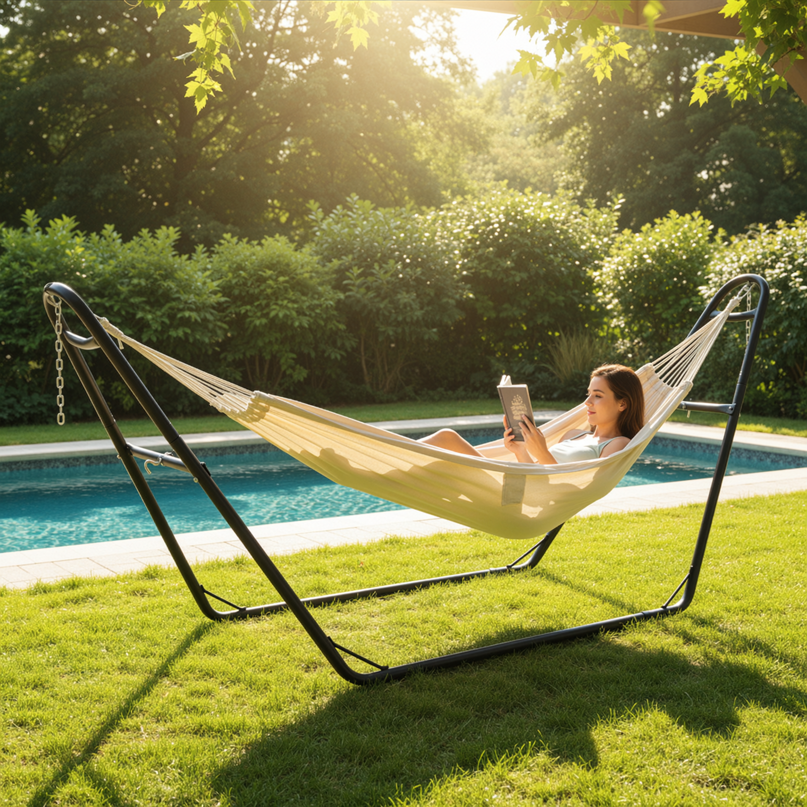 TLSUNNY Hammock Stand, Heavy Duty Double Steel Hammock Stand, 550 LBS Capacity, for Indoor & Outdoor Use