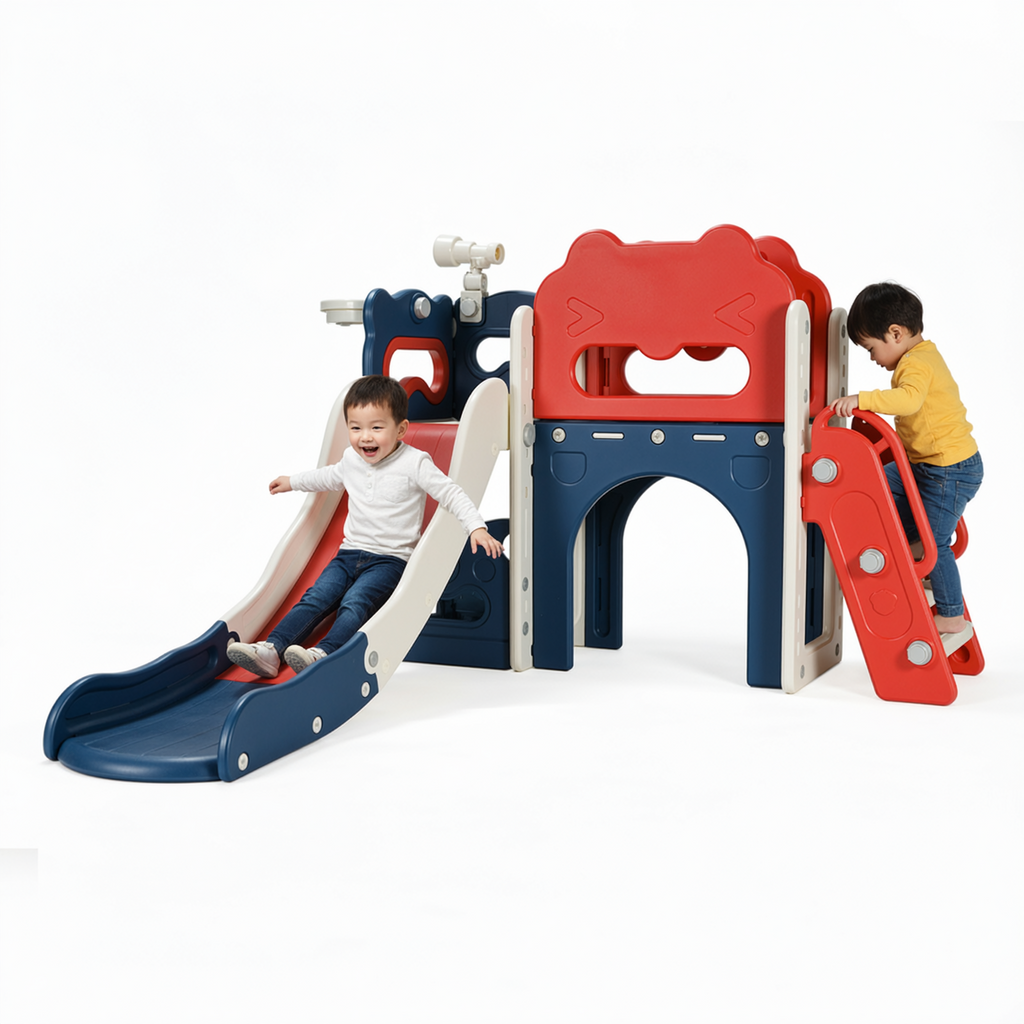 TLSUNNY 8-in-1 Toddler Slide and Climber, with Enclosed Steps, Telescope, Basketball Hoop, Play Tunnel, for Nursey, Playground (No ratings yet)