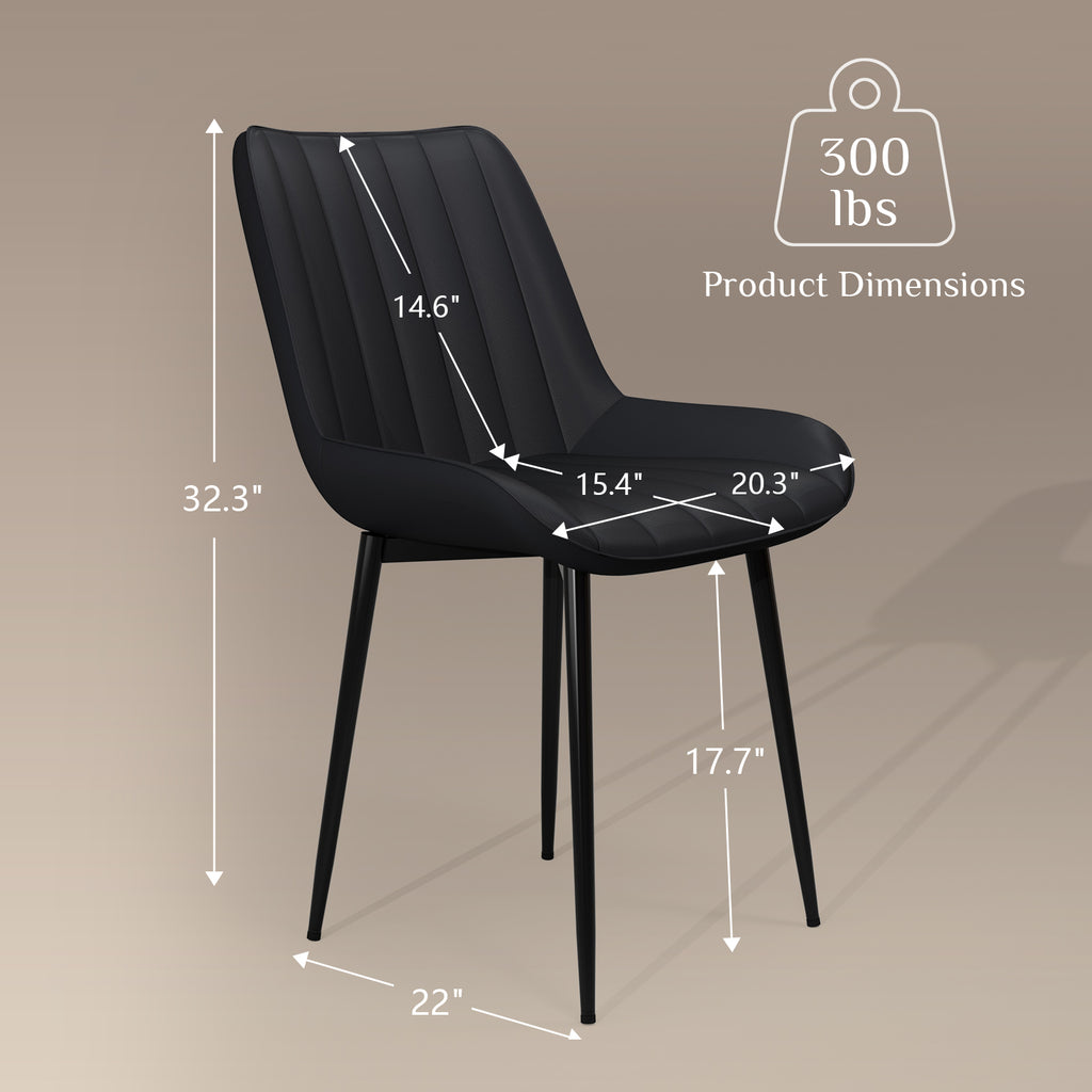 TLSUNNY Dining Chairs Set of 2, Modern High Back Suede Faux Leather Upholstered Dining Side Chairs with Thick Cushions, Wide Padded Seat, Metal Legs for Kitchen, Living Room