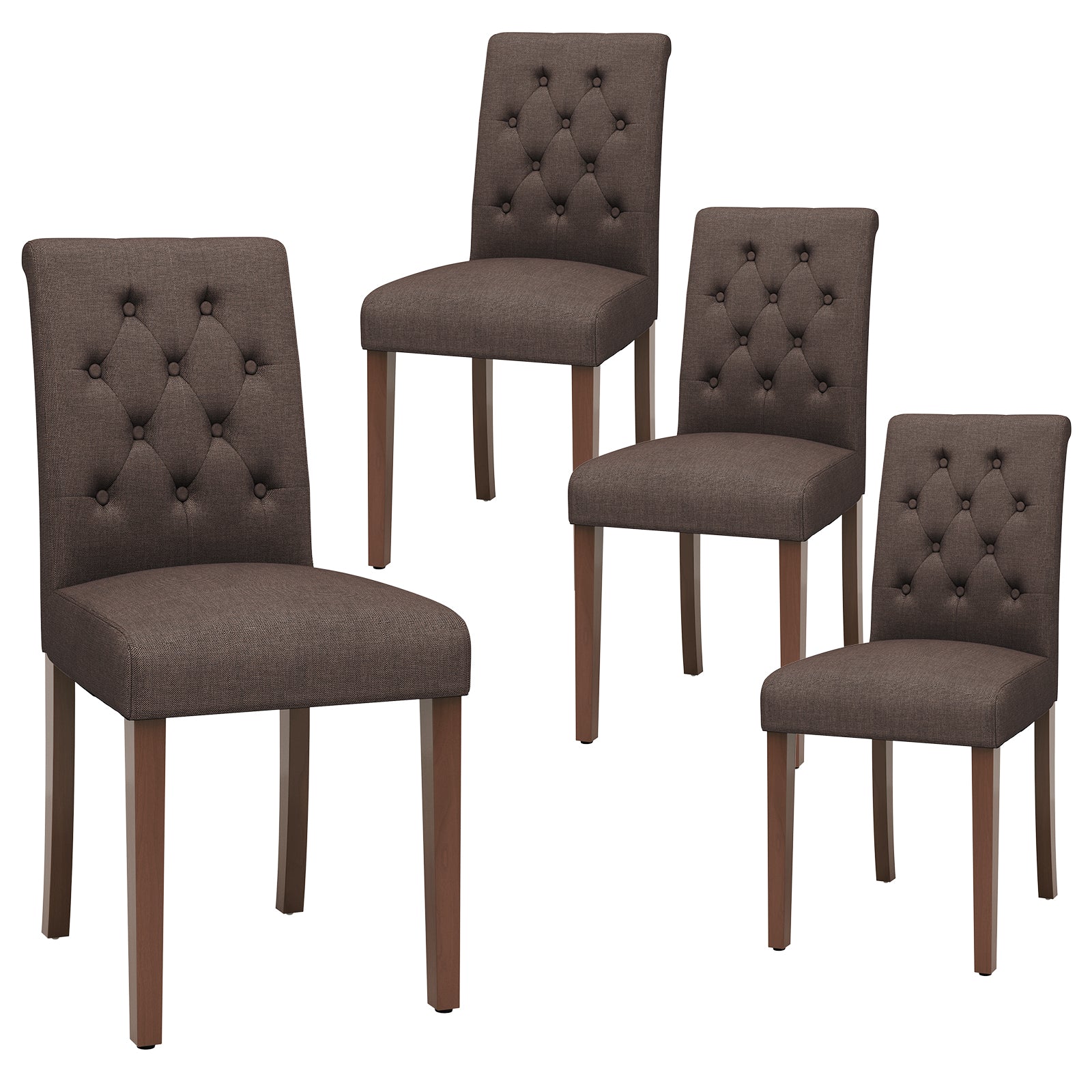 TLSUNNY Upholstered Dining Chairs Set of 2/4, Tufted Parsons Fabric Side Chairs with Solid Wood Legs, for Dining Room, Kitchen