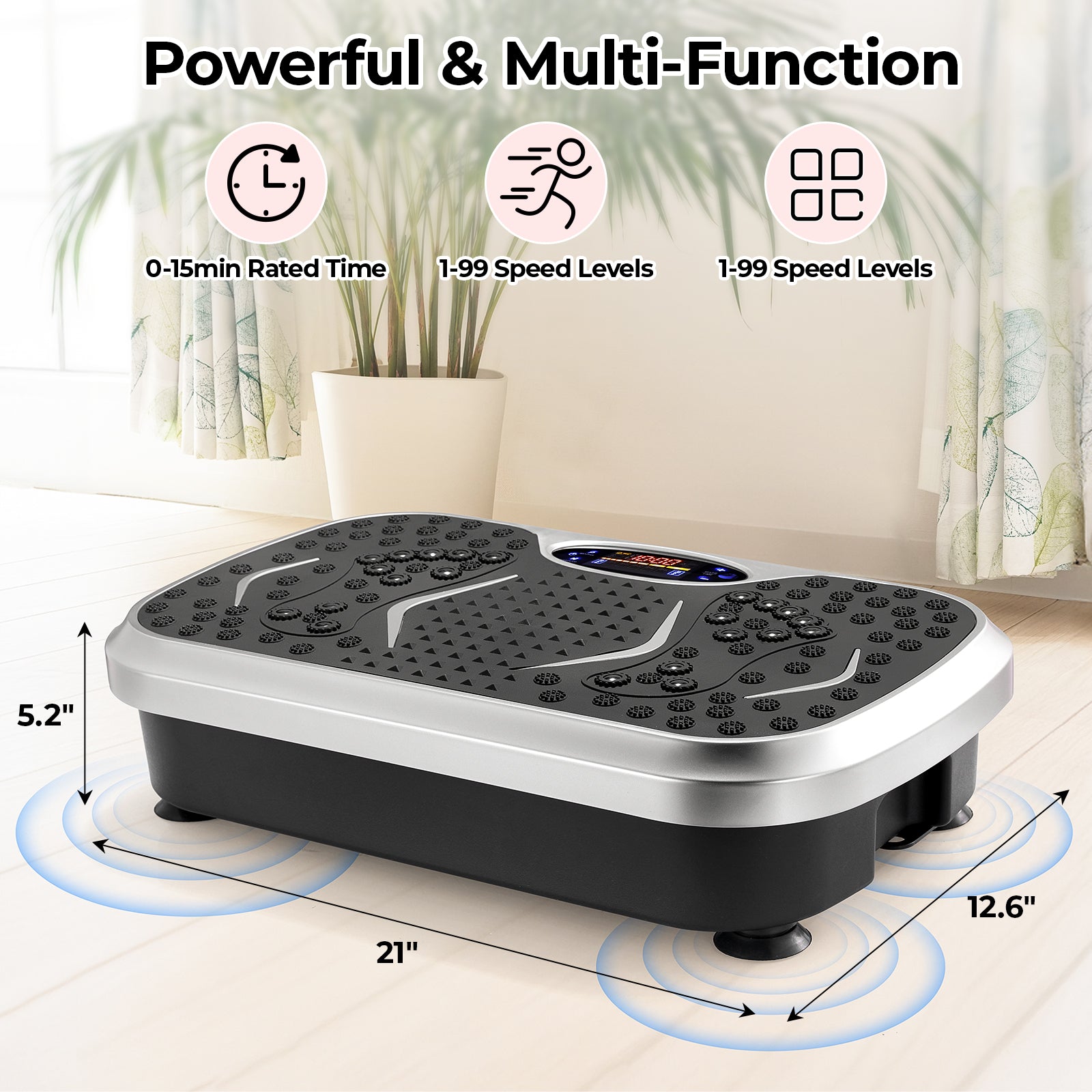 TLSUNNY 3D Vibration Plate Exercise Machine, Full Body Workout Machine with Remote & Resistance Bands for Home Use