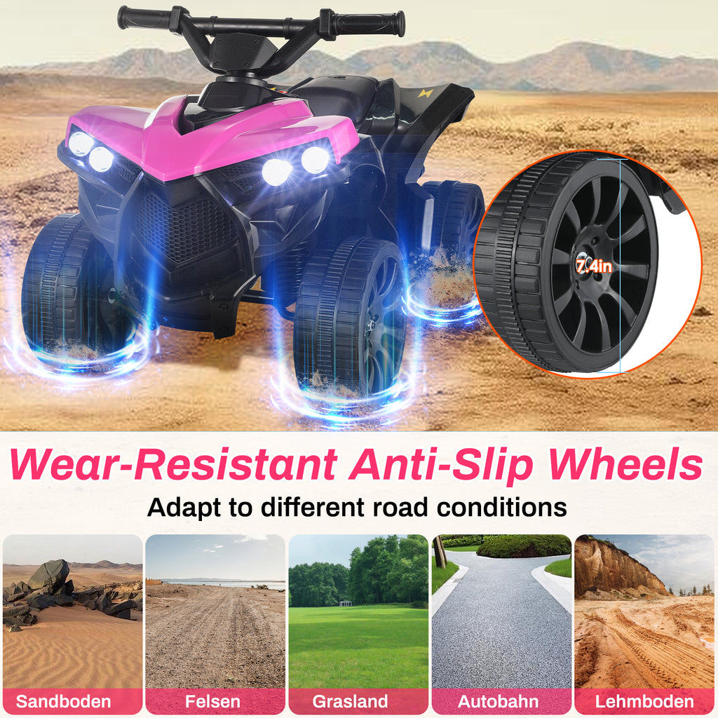 TLSUNNY Electric Ride-On ATV for Toddlers, 6V 4-Wheeler with Pedal Accelerator & Music, for Indoor/Outdoor
