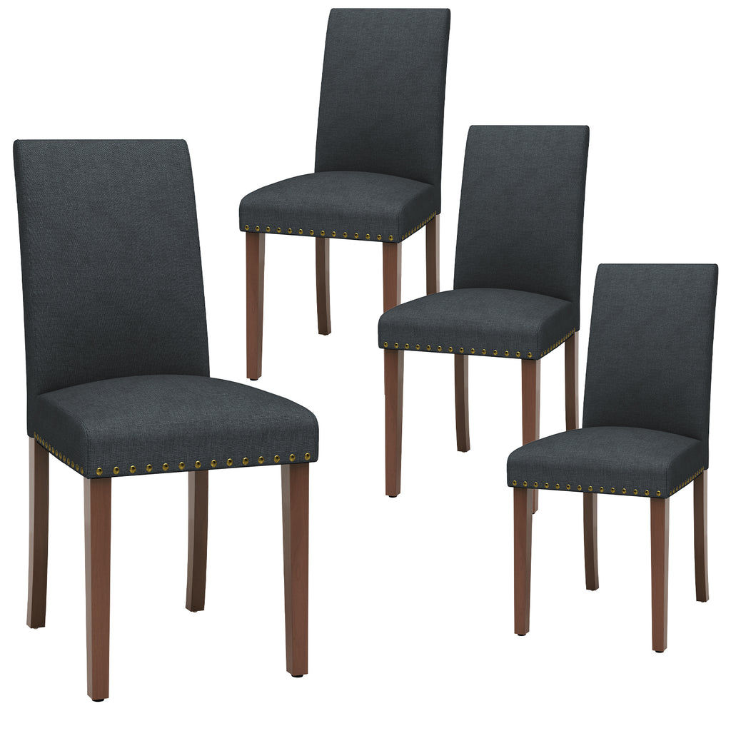 TLSUNNY Upholstered Dining Chairs Set of 2/4, Tufted Parsons Design with Nail Head Trim, Solid Wood Legs and Padded Seat, Comfortable Fabric for Dining Room, Kitchen