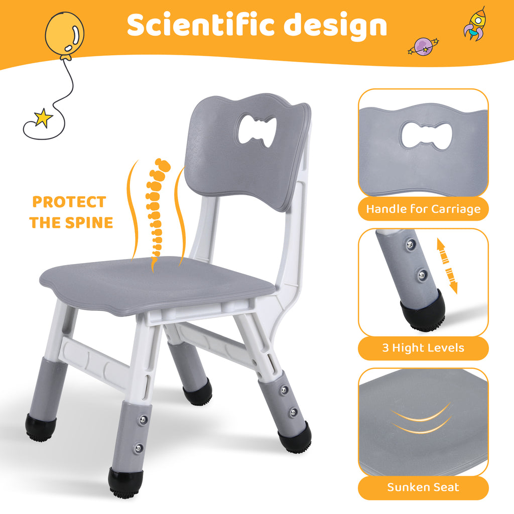 TLSUNNY Kids Table and 2 Chairs Set, Height Adjustable Toddler Play Activity Table Set with Graffiti Desktop, for Playroom, Daycare