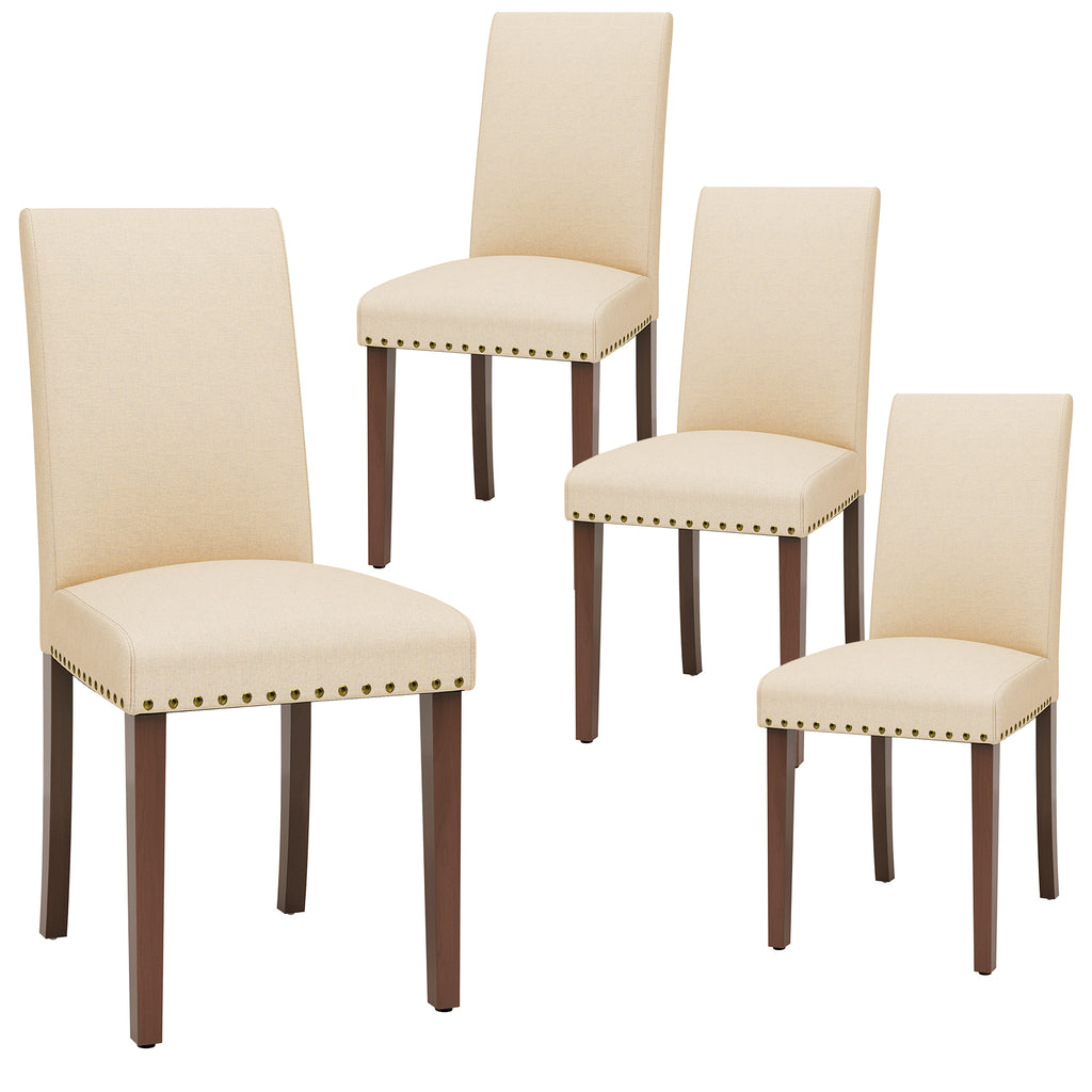 TLSUNNY Upholstered Dining Chairs Set of 2/4, Tufted Parsons Design with Nail Head Trim, Solid Wood Legs and Padded Seat, Comfortable Fabric for Dining Room, Kitchen