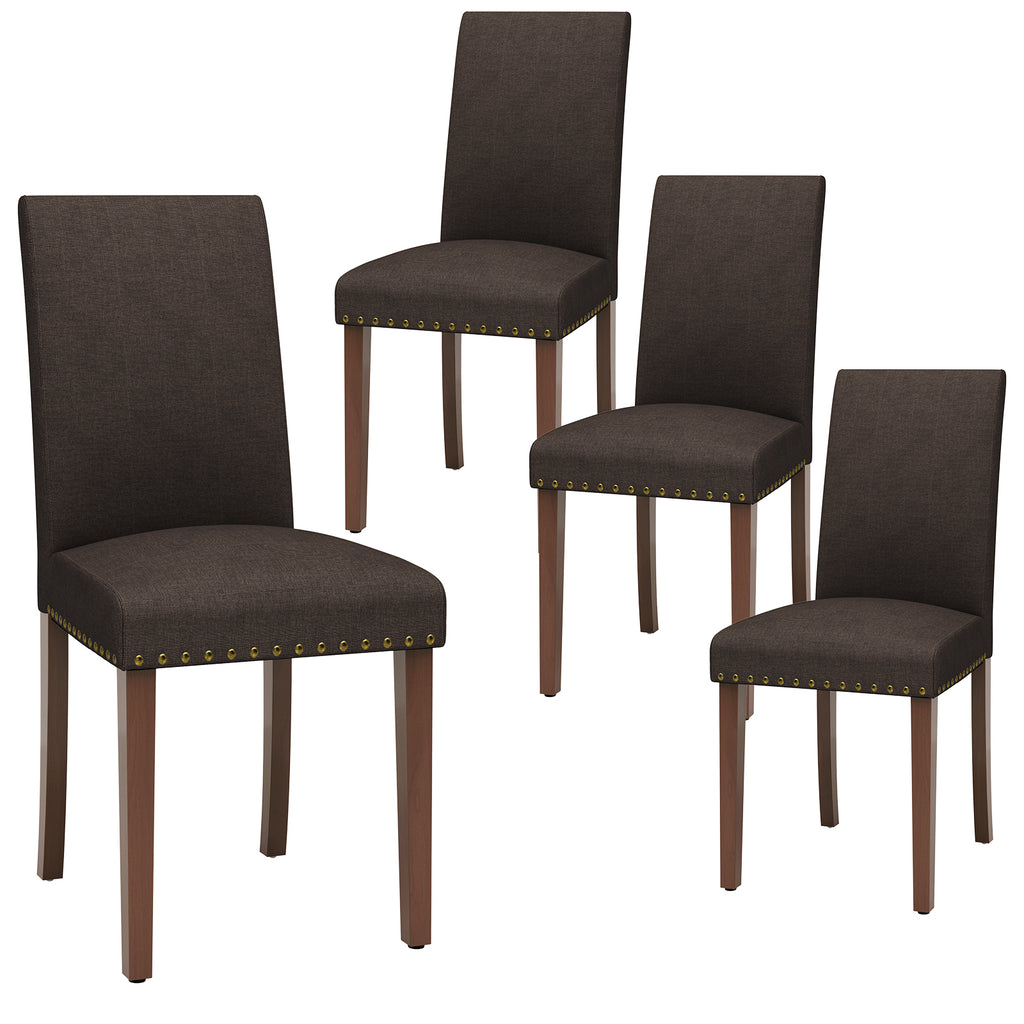 TLSUNNY Upholstered Dining Chairs Set of 2/4, Tufted Parsons Design with Nail Head Trim, Solid Wood Legs and Padded Seat, Comfortable Fabric for Dining Room, Kitchen