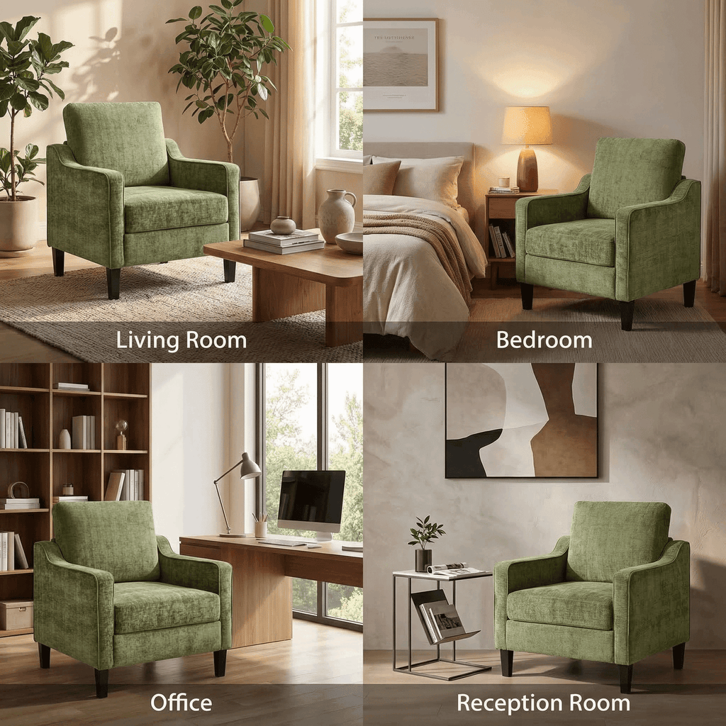 TLSUNNY Accent Chair, Mid Century Modern Reading Chair, Upholstered Armchair with Removable Cover, Comfy Single Sofa Side Chair for Office, Apartment, Small Room