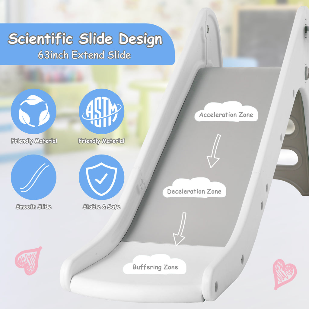 TLSUNNY Kids Slide Climber Set with Basketball Hoop, Durable Freestanding Stair Slides for Indoor Outdoor Play