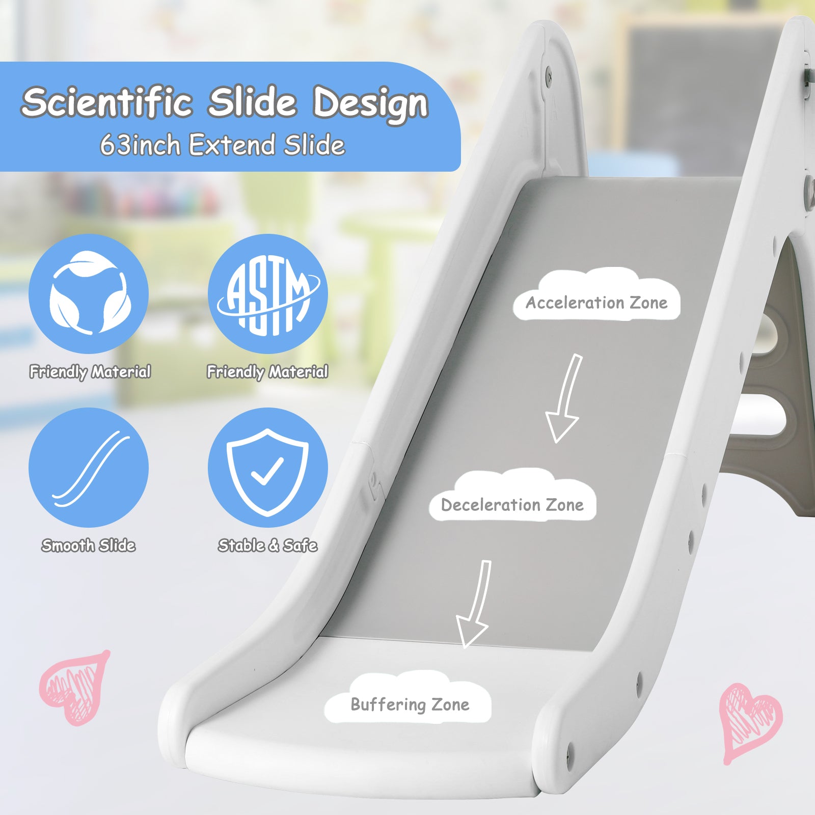 TLSUNNY Kids Slide Climber Set with Basketball Hoop, Durable Freestanding Stair Slides for Indoor Outdoor Play