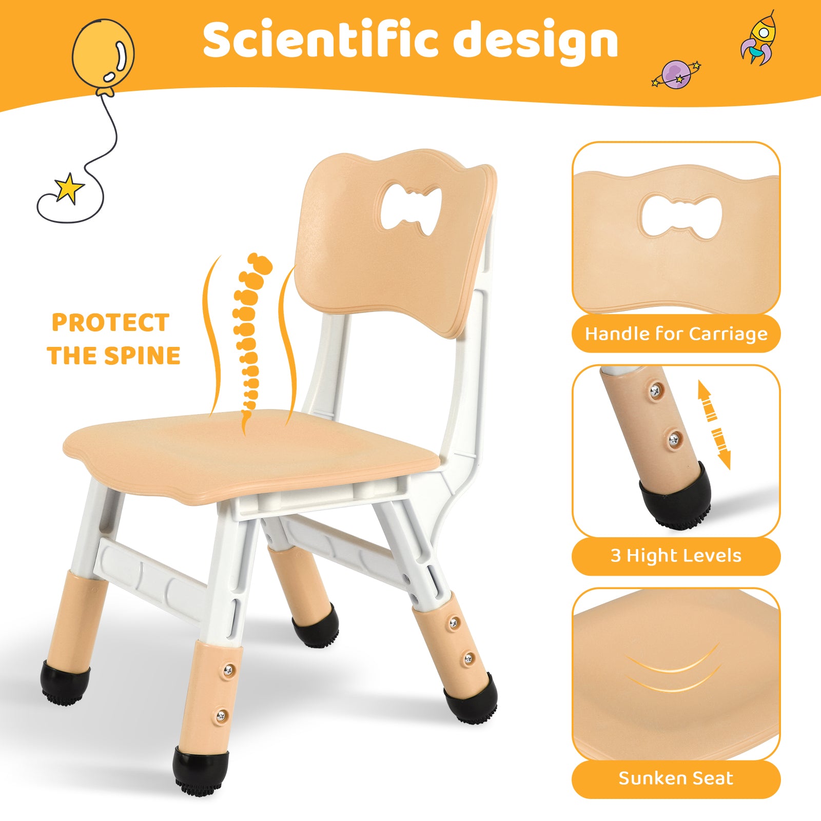 TLSUNNY Kids Table and 2 Chairs Set, Height Adjustable Toddler Play Activity Table Set with Graffiti Desktop, for Playroom, Daycare