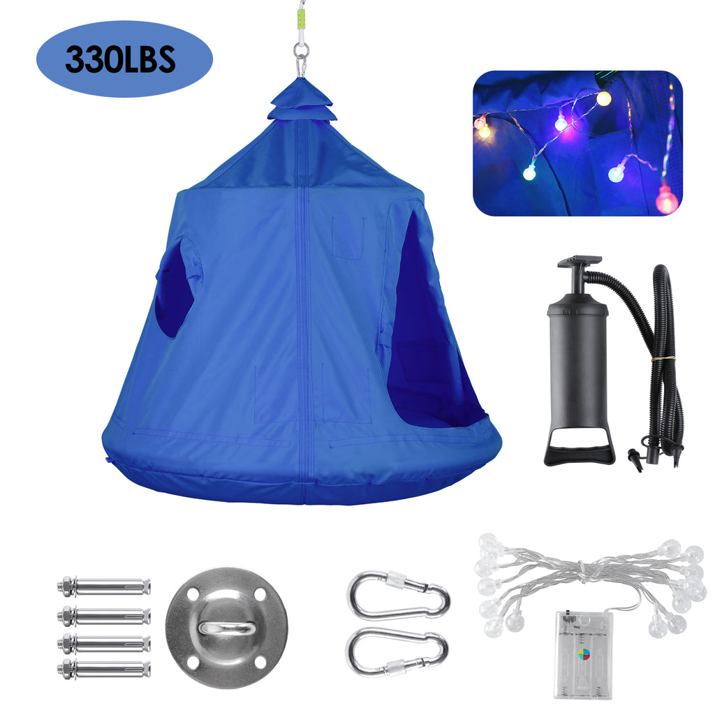 TLSUNNY Hanging Tree Tent, Hanging Chair Swing Tent Set, Waterproof Tree Ceiling Pod, W/ Lights String, Max Capacity 330 lbs