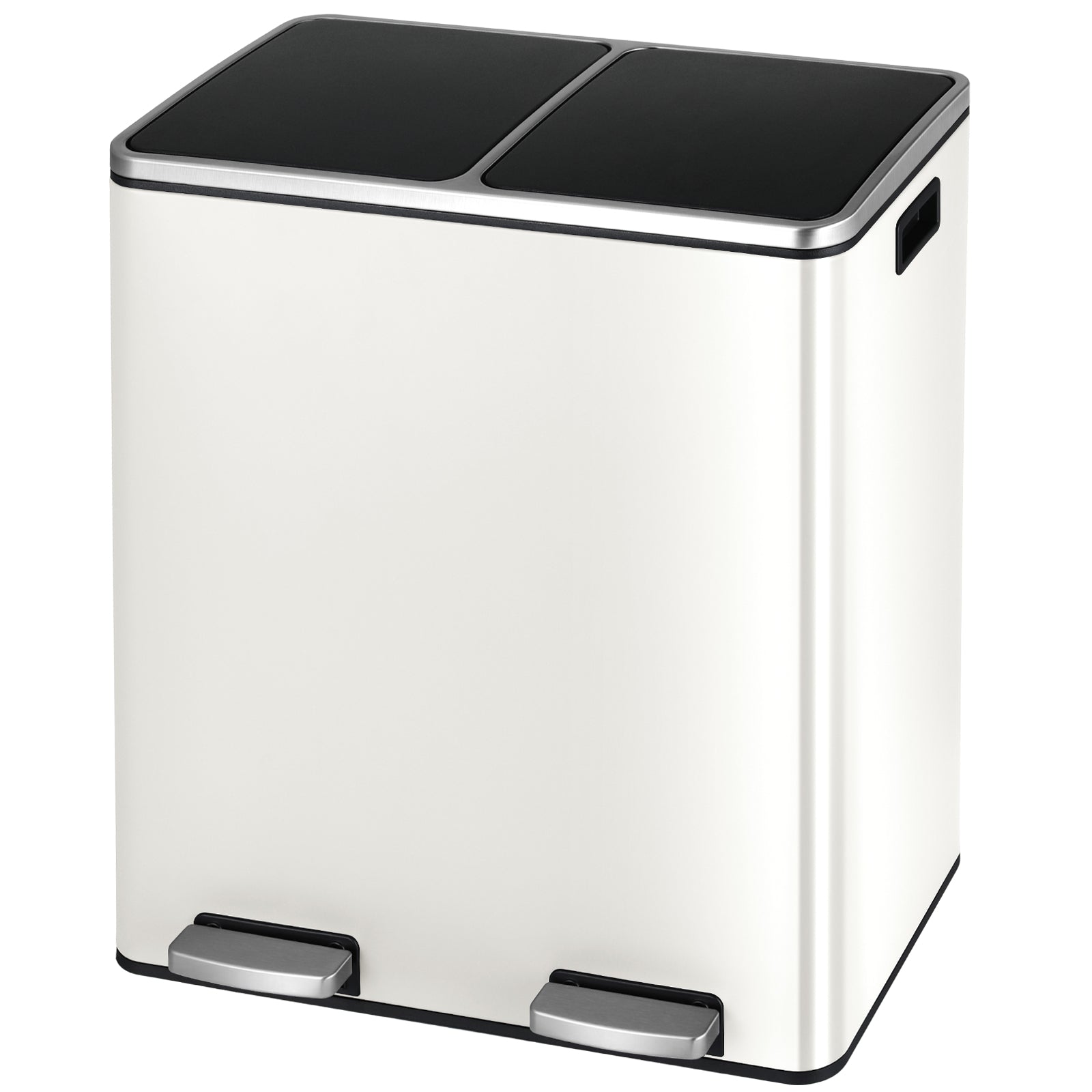 TLSUNNY 16 Gal Double Trash Can Kitchen, Dual Compartment Recycling Bin with Removable Buckets, for Home, Office