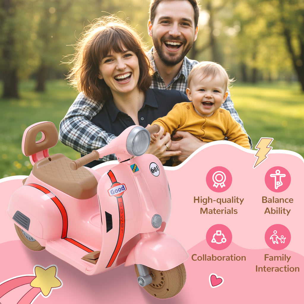 TLSUNNY Kids 6V Ride-On Motorcycle, with LED Headlight & Music, Battery Powered Toddler Motorcycle, for Toddlers Ages 3+