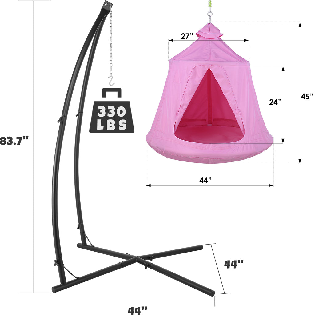 TLSUNNY Hanging Tree Tent Combo with Steel Stand & Adjustable Hammock Chair, for Balcony, Porch