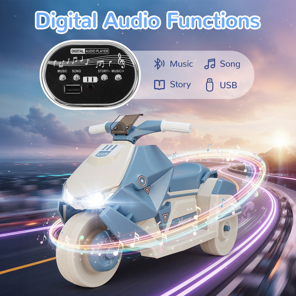 TLSUNNY Kids Ride-On Motorcycle, 6V Battery Powered with Non-Slip Tires & Sounds, Indoor/Outdoor Play Vehicle