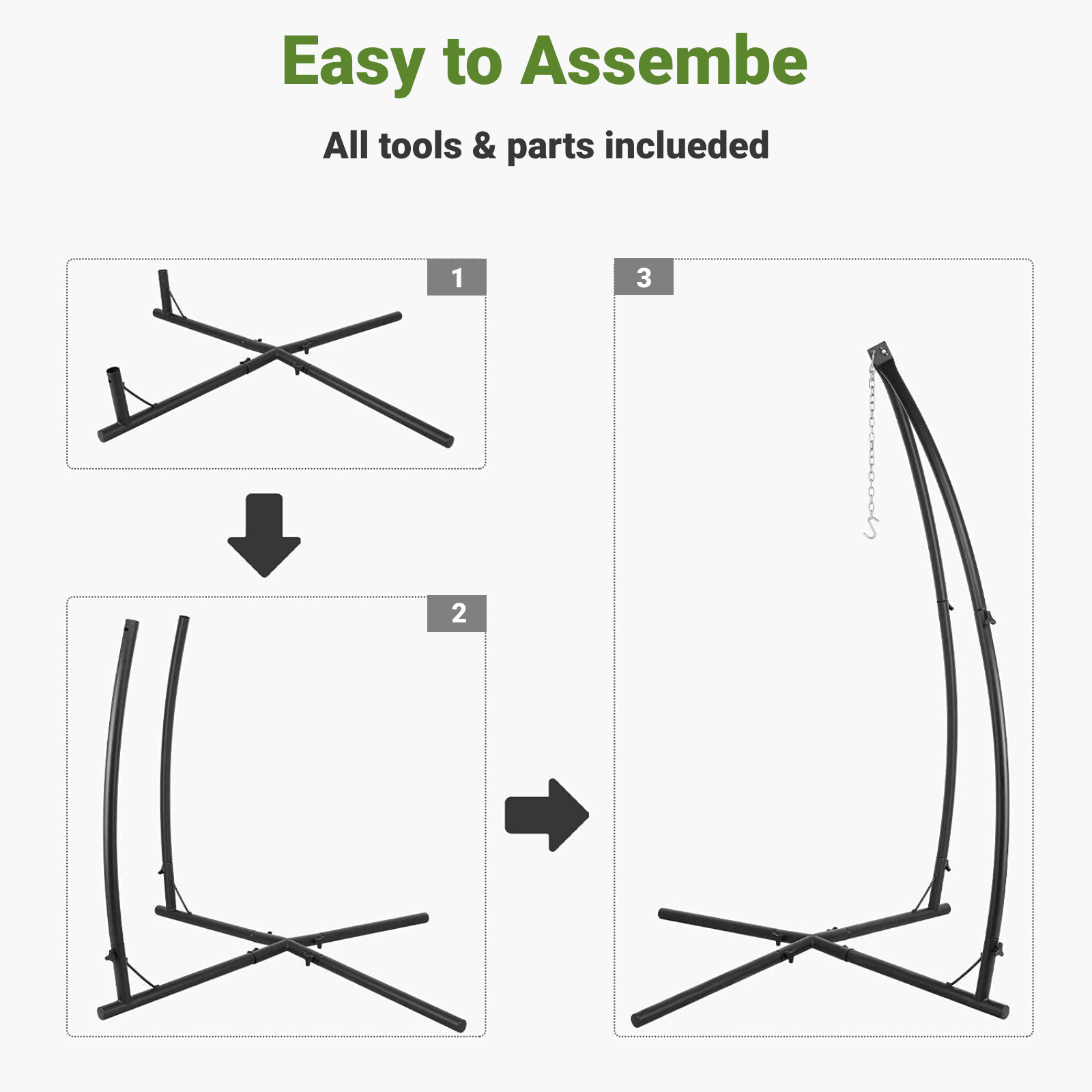 TLSUNNY Hammock Chair Stand, Heavy Duty X-Base Steel Stand, 330 LBS Capacity for Hanging Chair, Tree Tent, Lounger, Patio, Deck, Yard