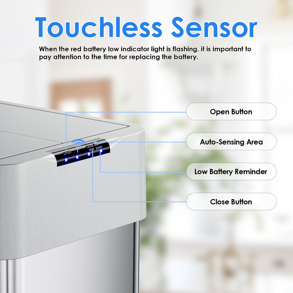 TLSUNNY 13.2/16/18.5/21.1 Gal Automatic Stainless Steel Trash Can, Motion Sensor Kitchen Garbage Can with Soft-Close, Wings-Open Touchless Trash Can for Living, Dining Room